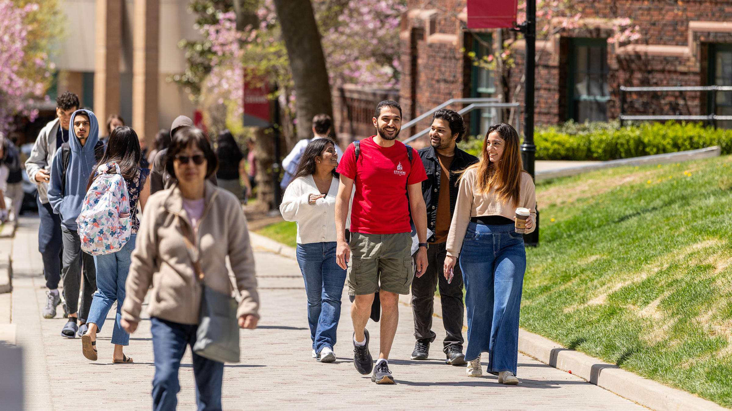 Students walking down Whitpenn Stevens