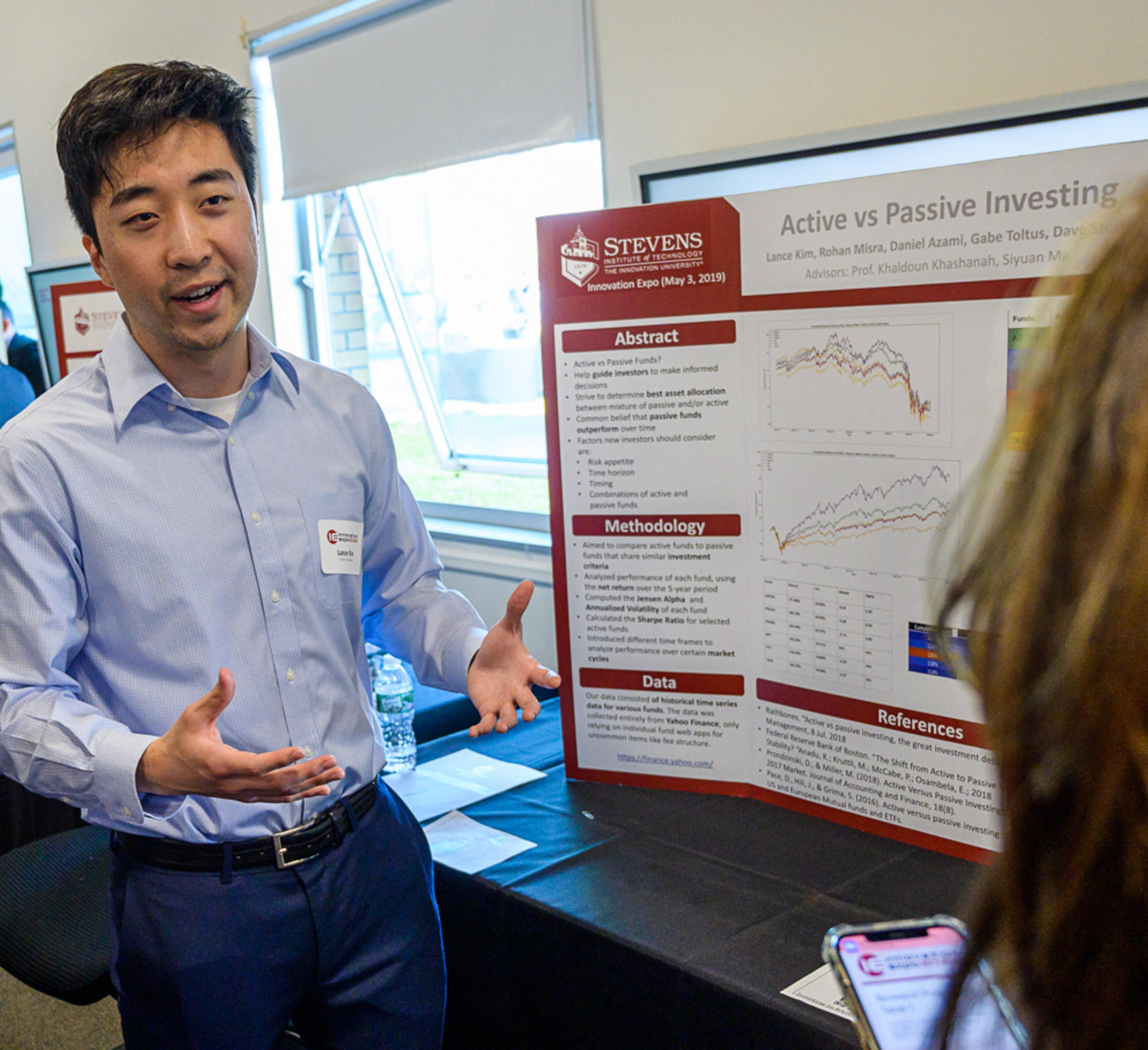 student with business project