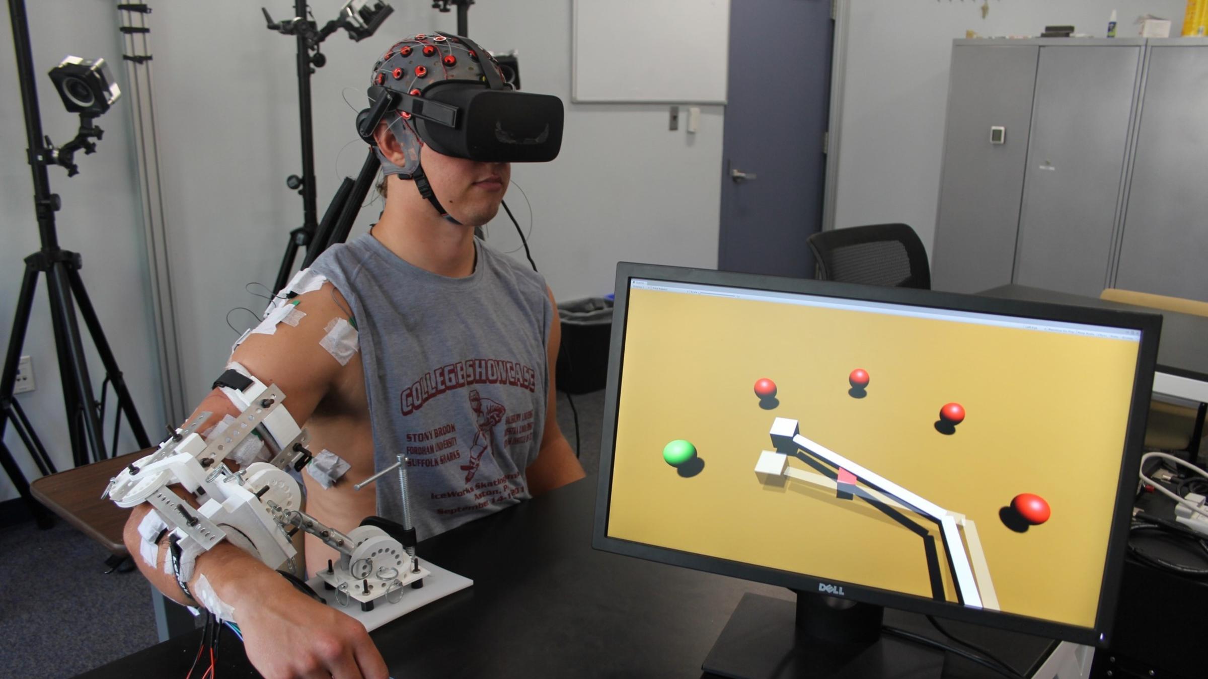 photo of Nataraj's student in VR classroom