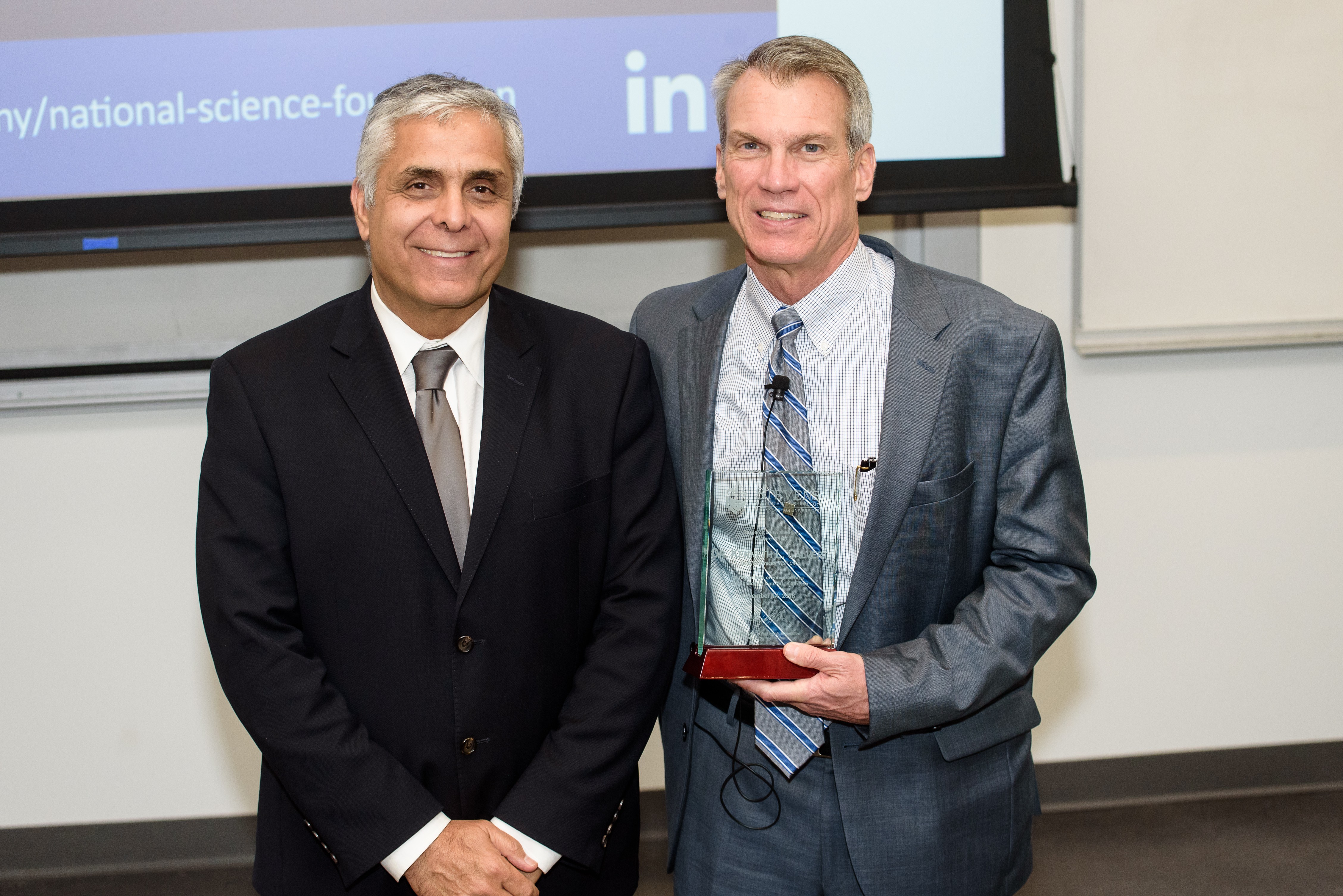 Stevens Vice Provost for Research, Innovation and Entrepreneurship, Dr. Mo Dehghani, with the NSF's Dr. Ken Calvert