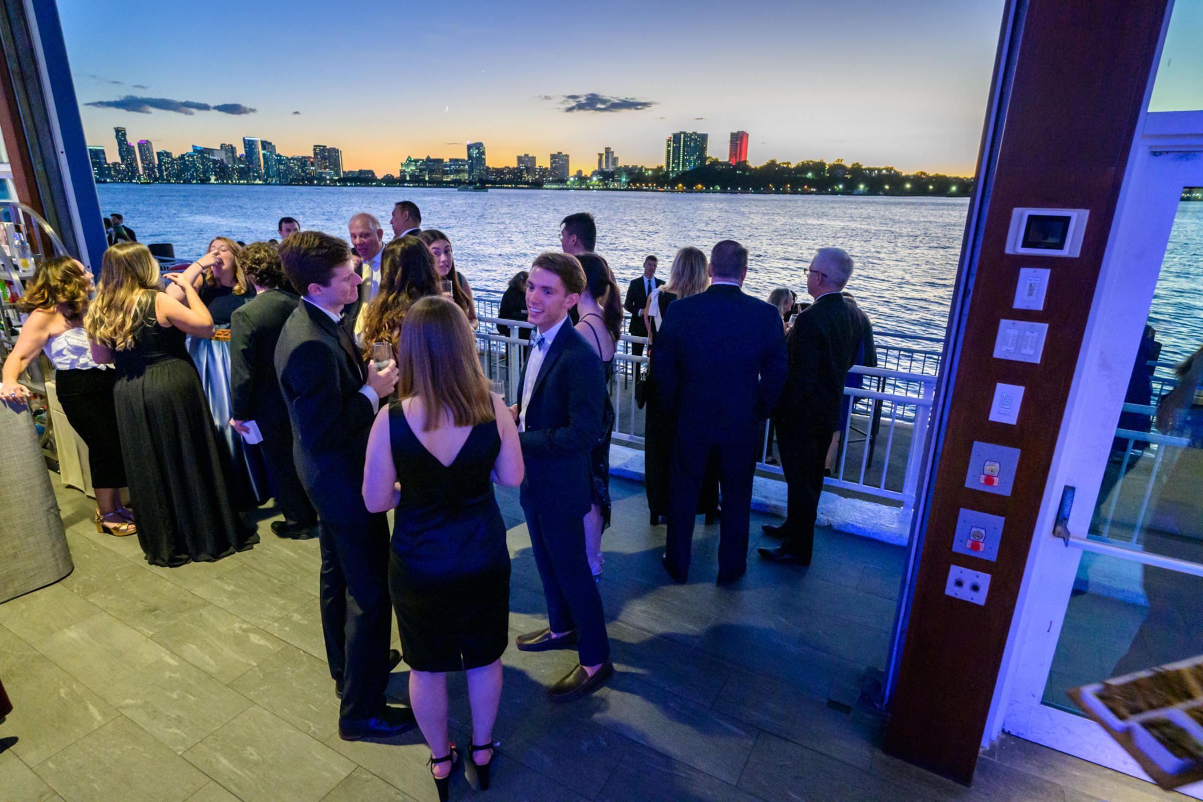 An overhead of partygoers at the 2024 Stevens Awards Gala in Manhattan.
