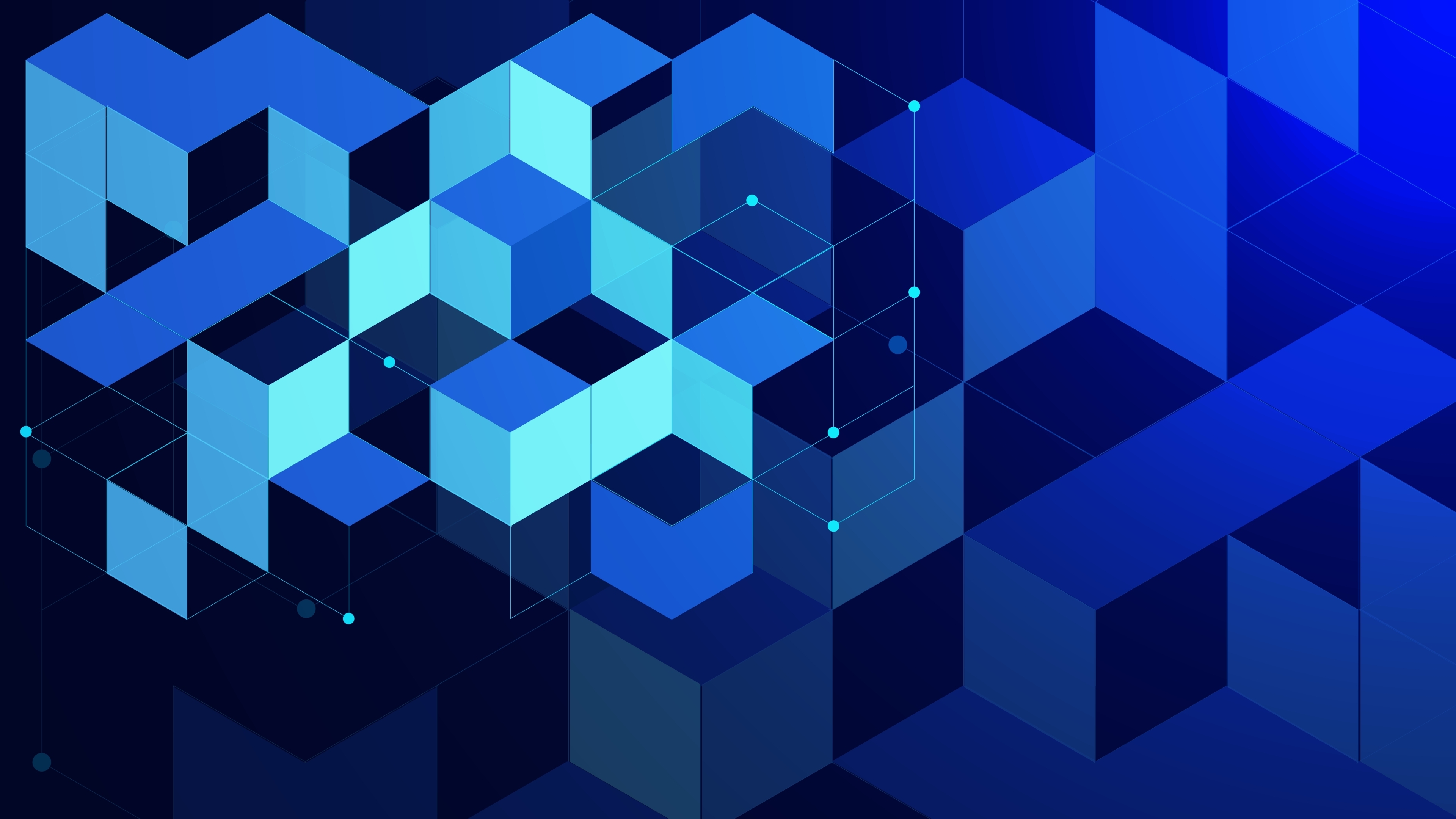 Varying shades of abstract blue boxes on top of one another. 