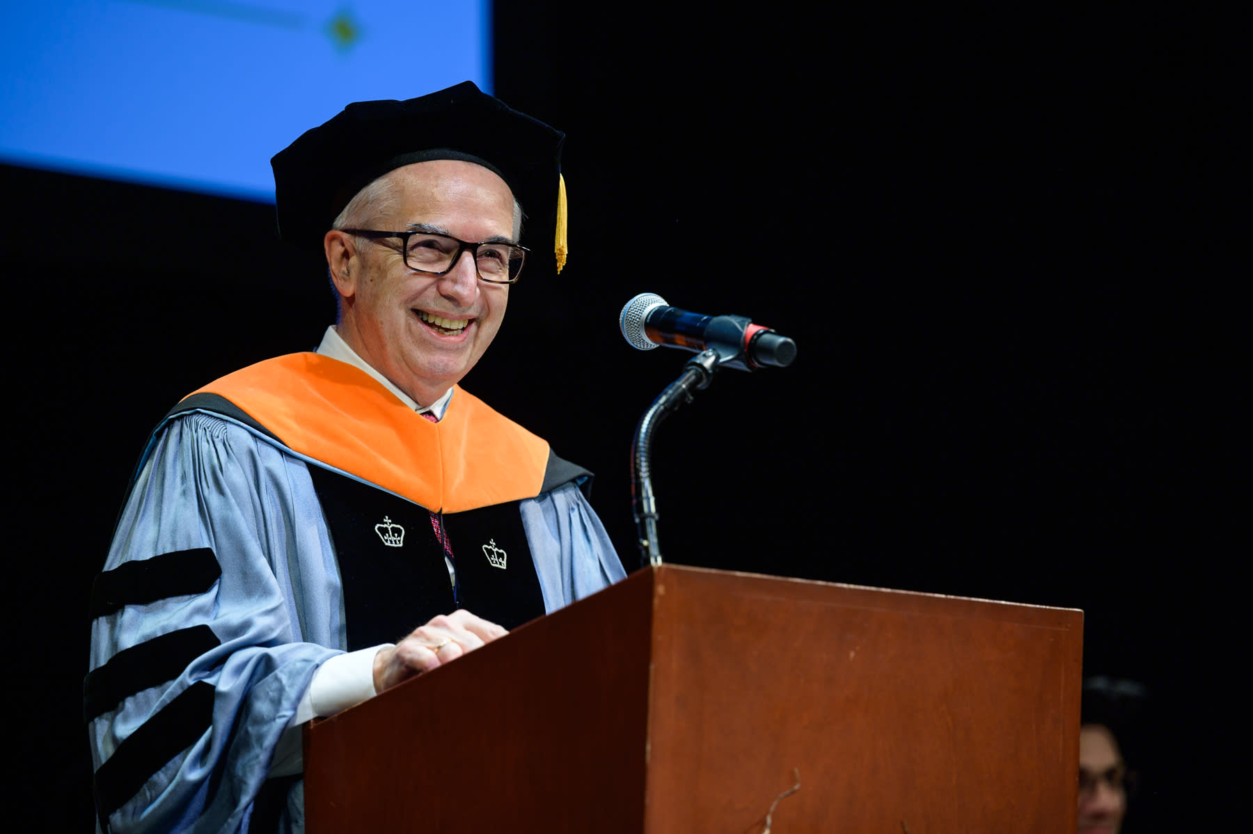 Gregory Prastacos, Dean, School of Business, addresses graduate students