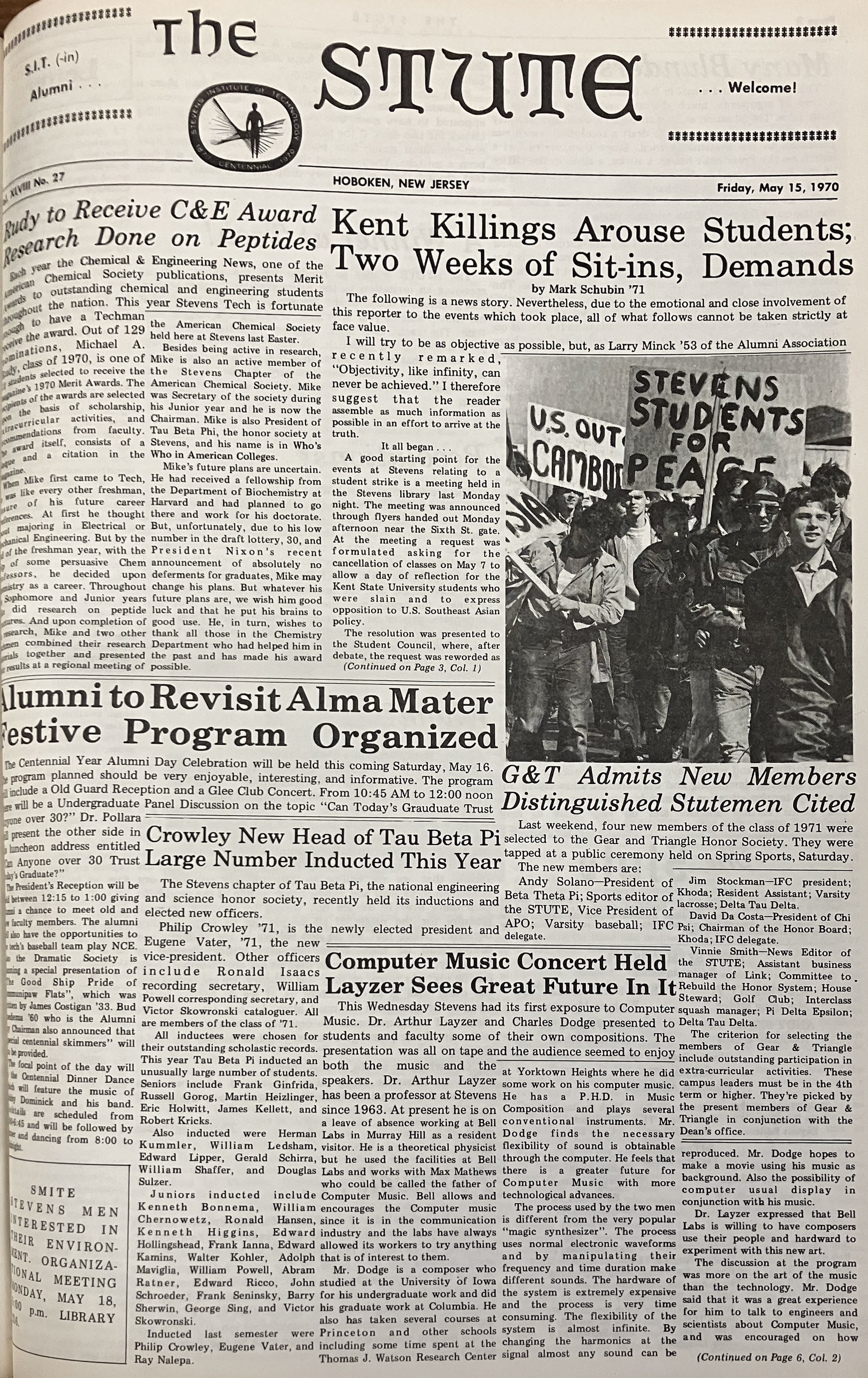 Cover of a 1970 issue of The Stute