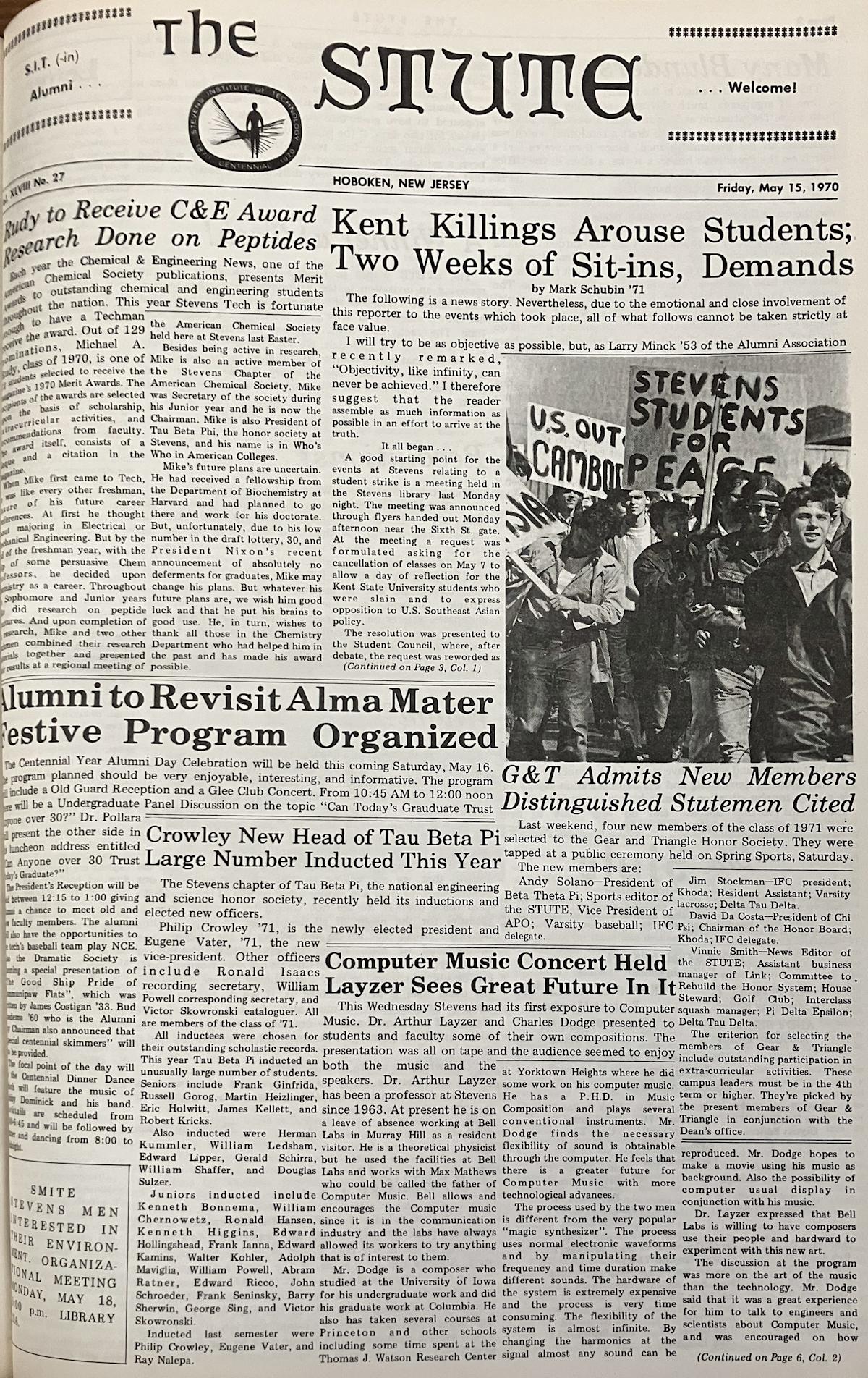 Cover of a 1970 issue of The Stute