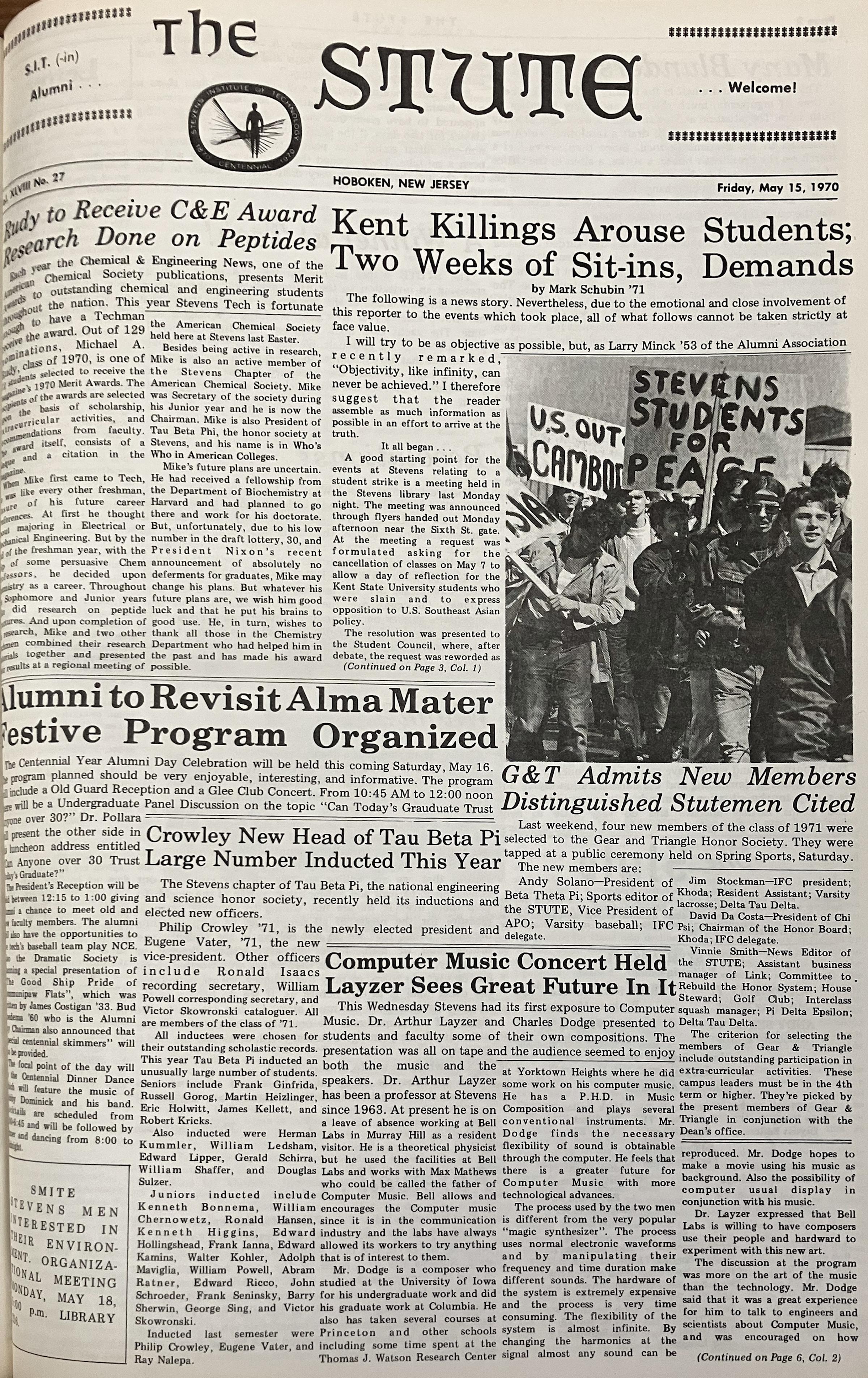 Cover of a 1970 issue of The Stute