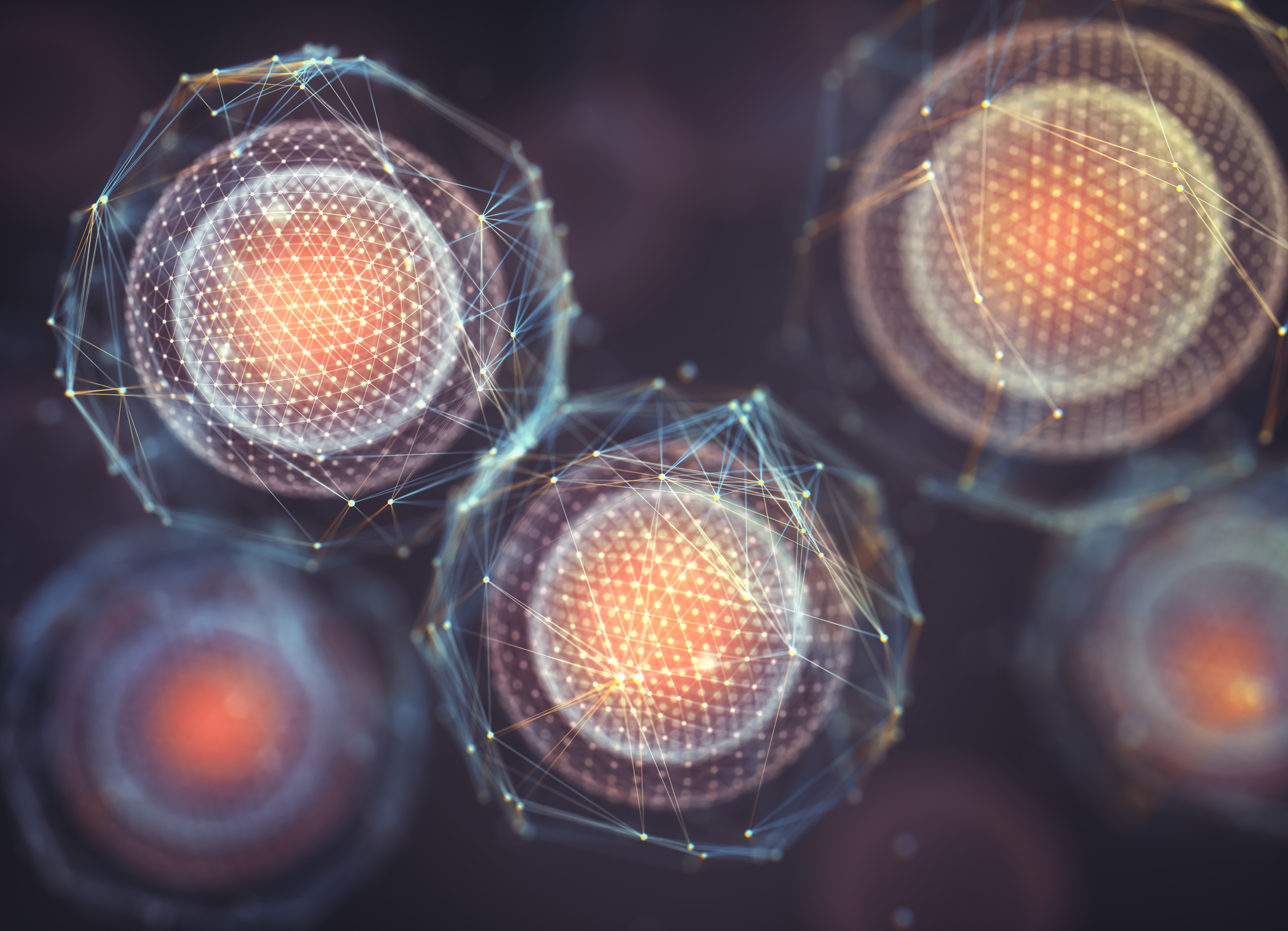 An illustration of cells with grids on them, to appear high-tech