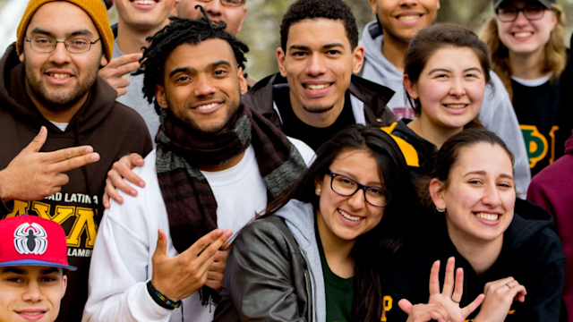 Stevens students enjoying each others company in the fall.
