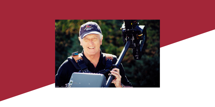 Garrett Brown holding a Steadicam, his invention