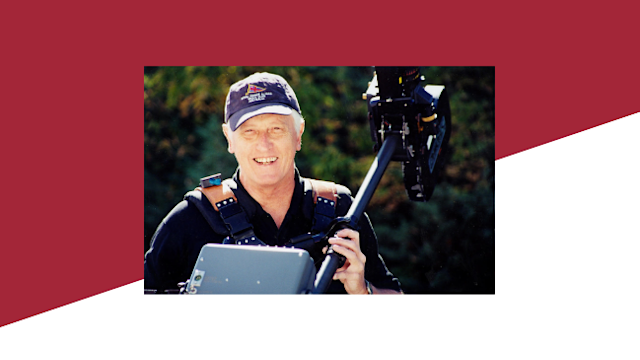 Garrett Brown holding a Steadicam, his invention