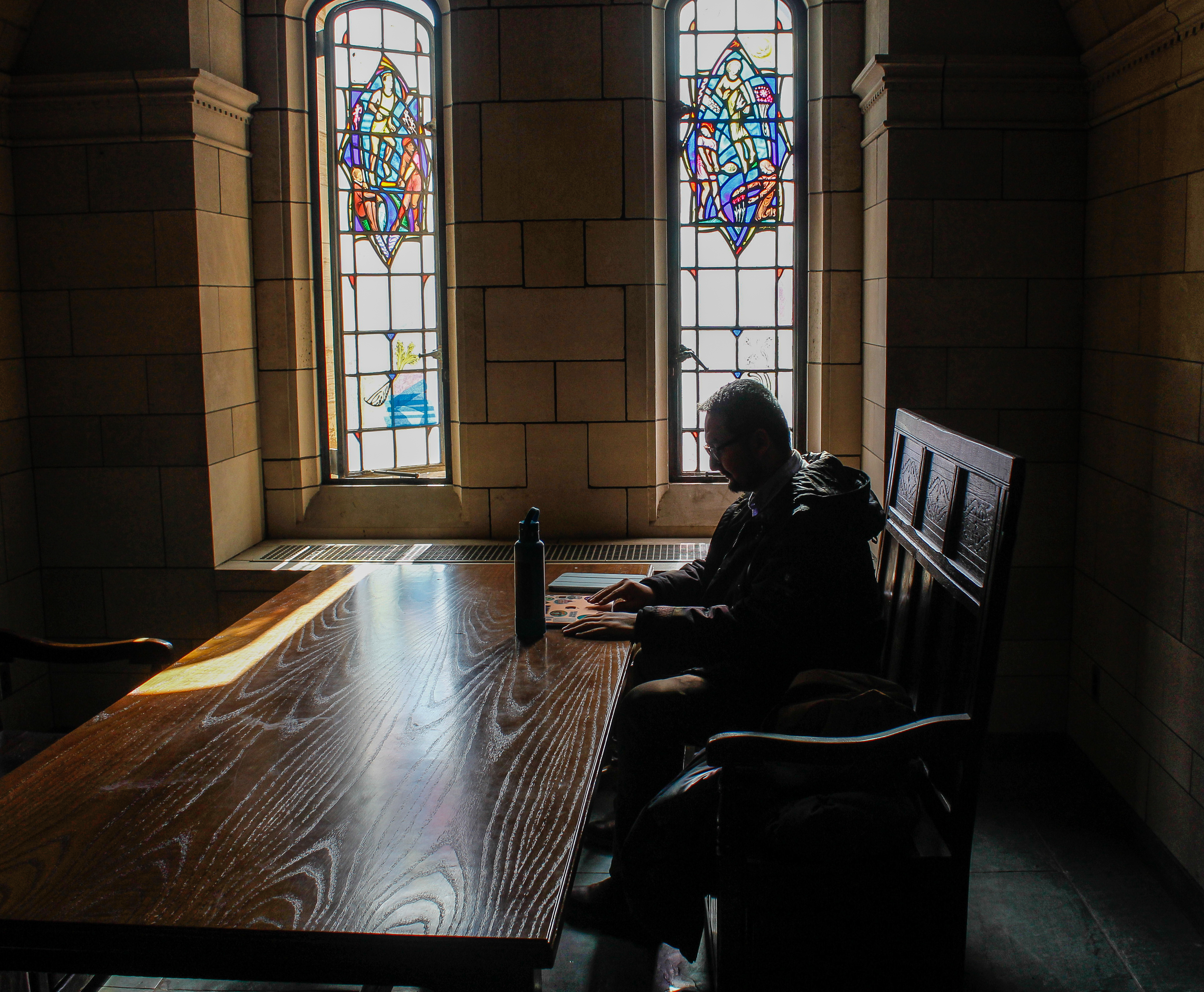 Mohammad Hassany M.S. ’20 inside the Cathedral of Learning at the University of Pittsburgh, where he’s a Ph.D. student in information science.  