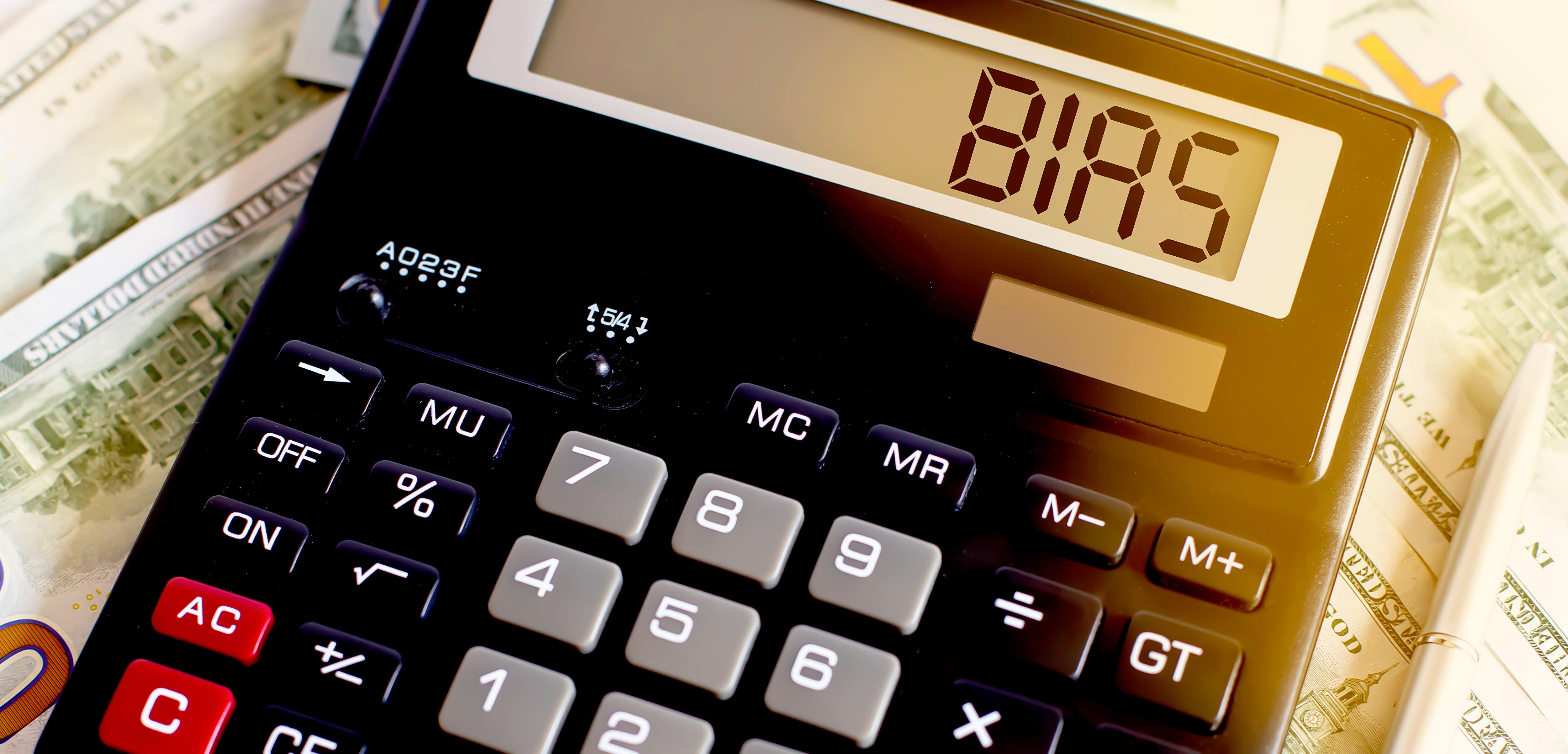 Calculator with the word "BIAS" on the screen
