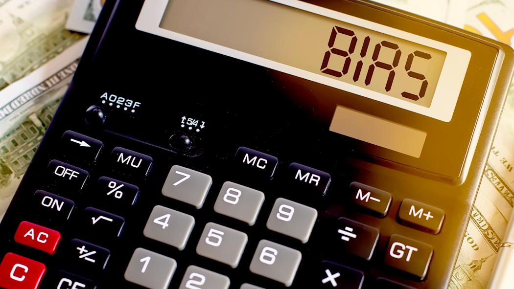 Calculator with the word "BIAS" on the screen