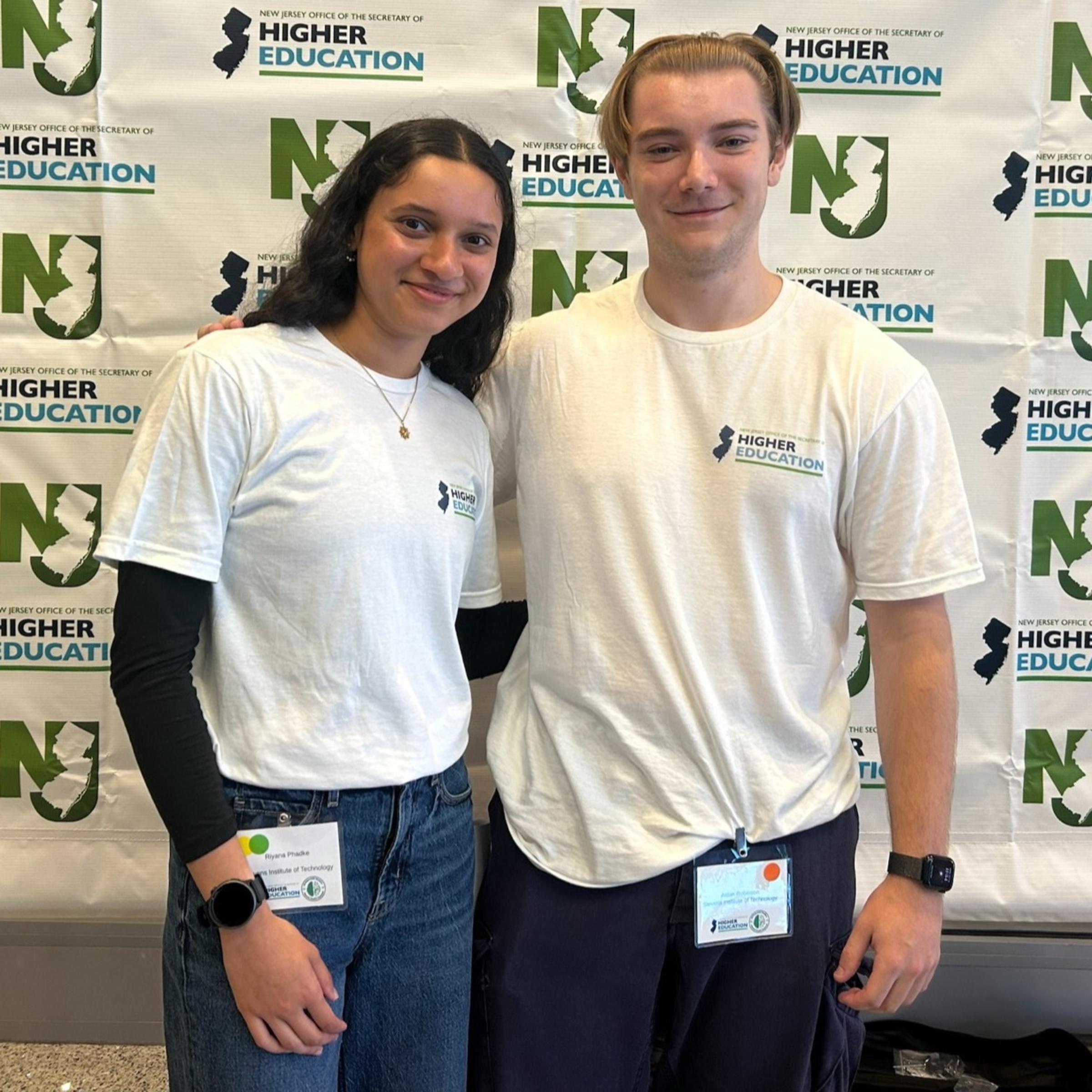 Riyana Phadke (left) and Aidan Robinson (right) posing for a photo at the NJ Mental Health Summit.