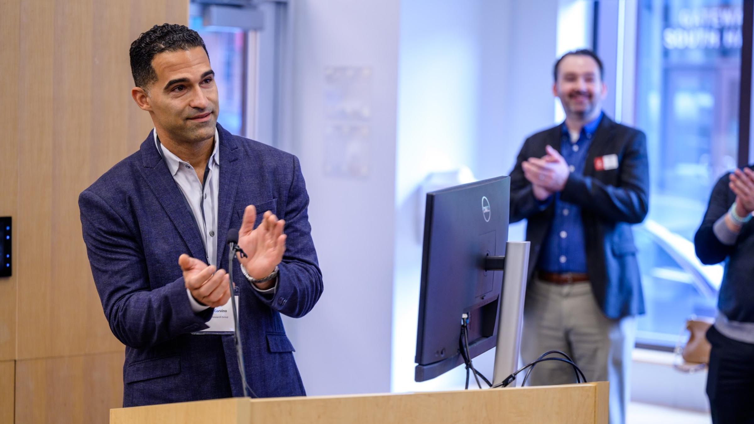 Stevens graduate Frank Corvino Ph.D. '09 speaking at campus event