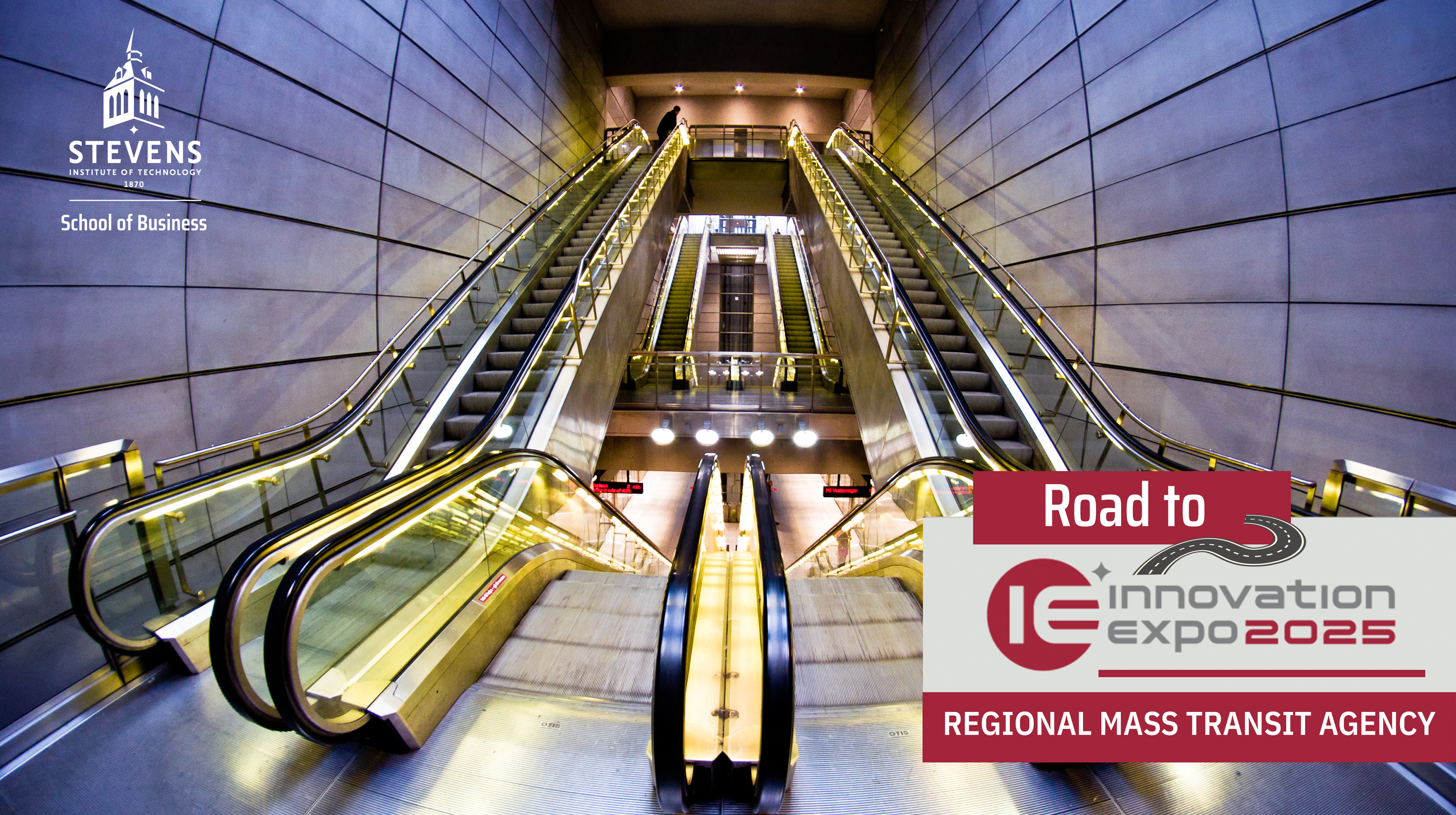 Escalators inside a train station. 