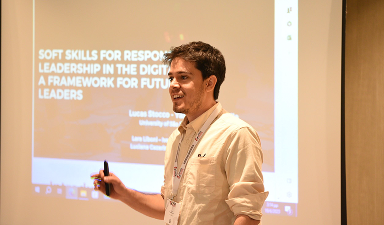 Speaker presents on topics around soft skills