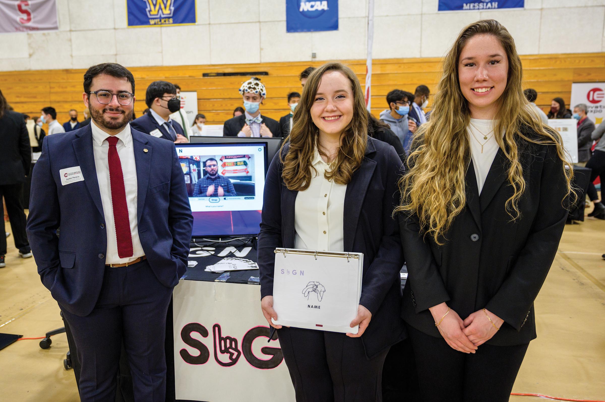 Stevens students show their presentation at the Innovation Expo.