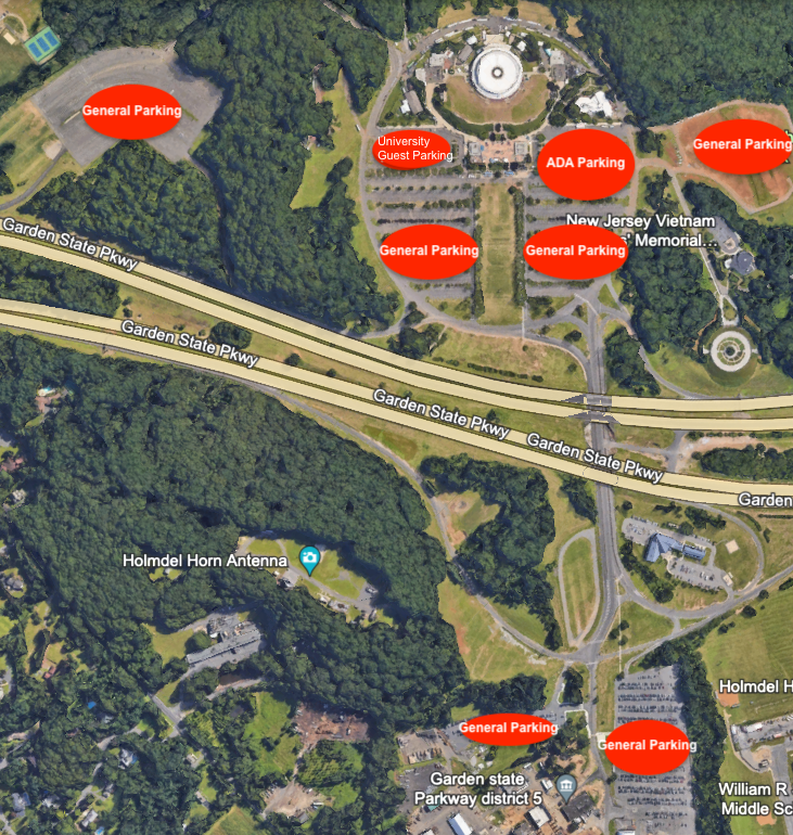 PNC Bank Arts Center Parking Map