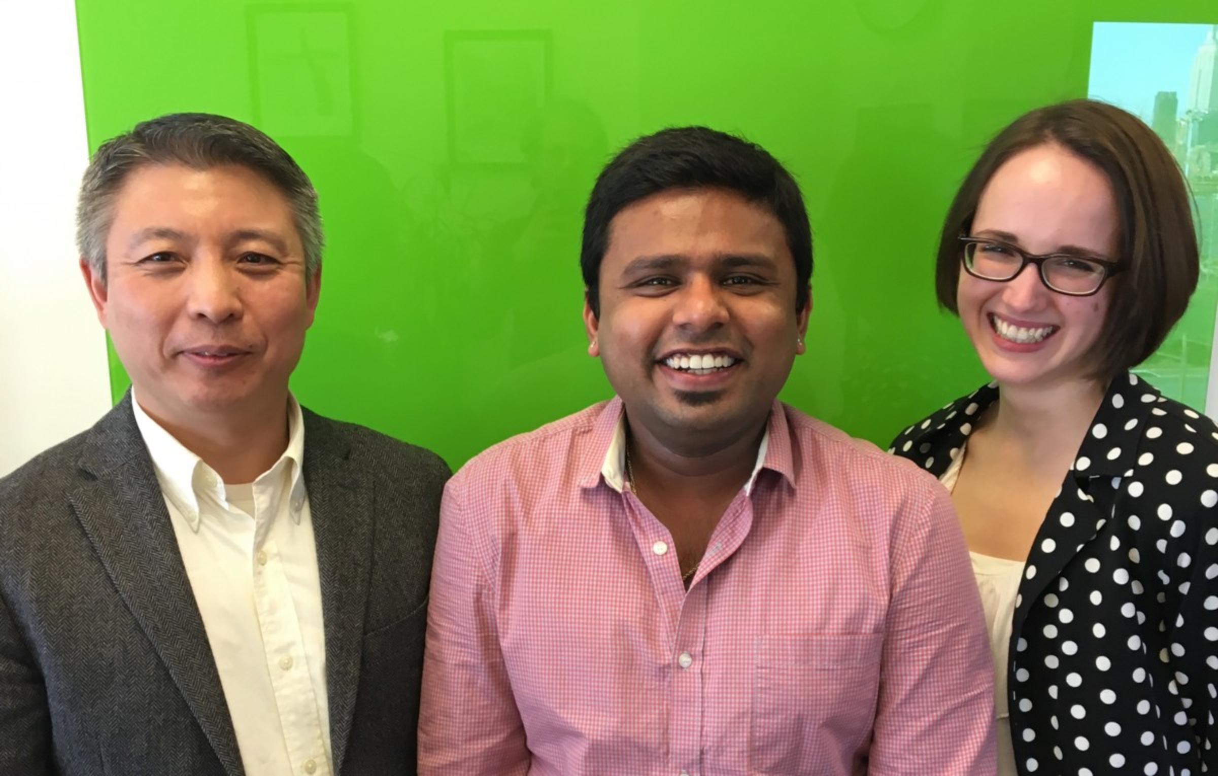 “Stevens biomedical engineering professor Hongjun Wang, doctoral candidate Deep Parikh and doctoral candidate Mary Stack ”