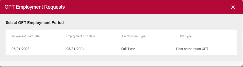 ISSS Portal: Employment Period
