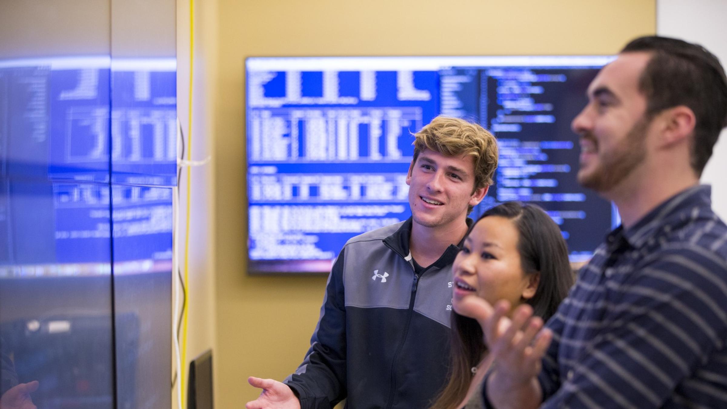 Software engineering students studying in the SSE Software Design Lab.