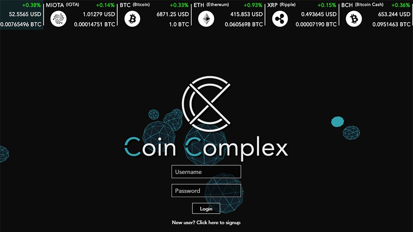The start screen for Coin Complex.