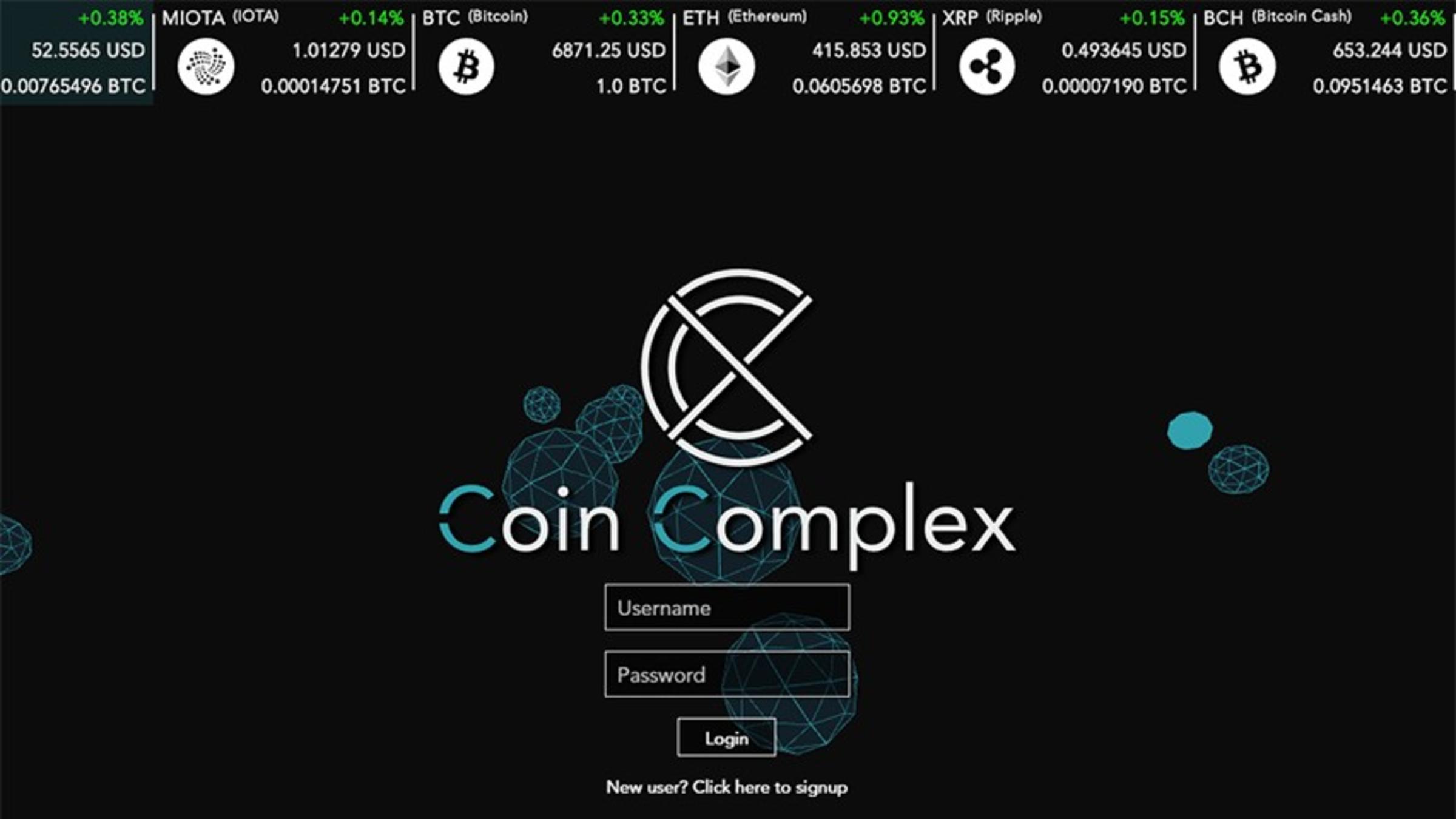 The start screen for Coin Complex.