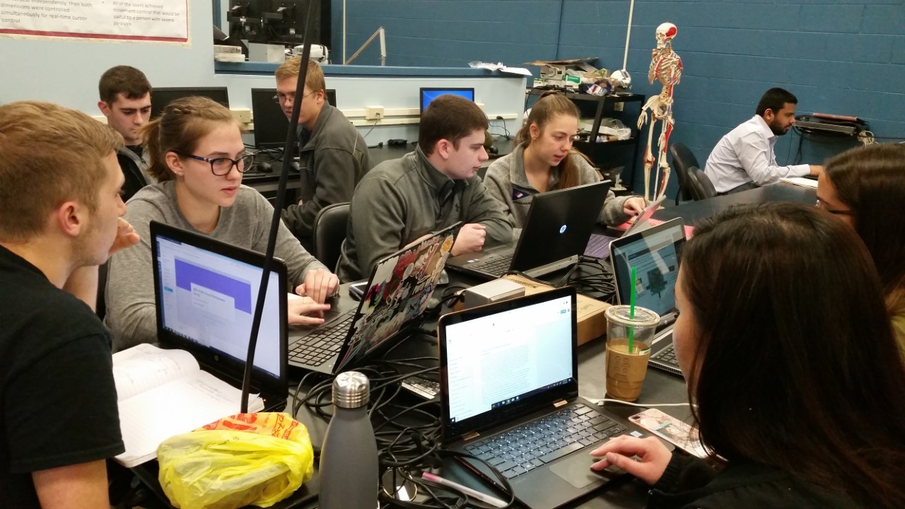 Hazelwood's students in the laboratory