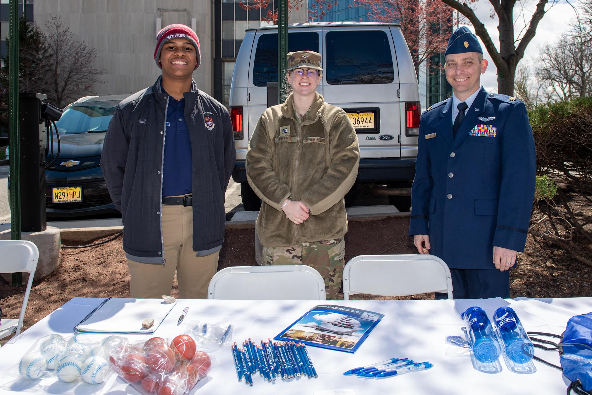 Students in Uniform at information table 