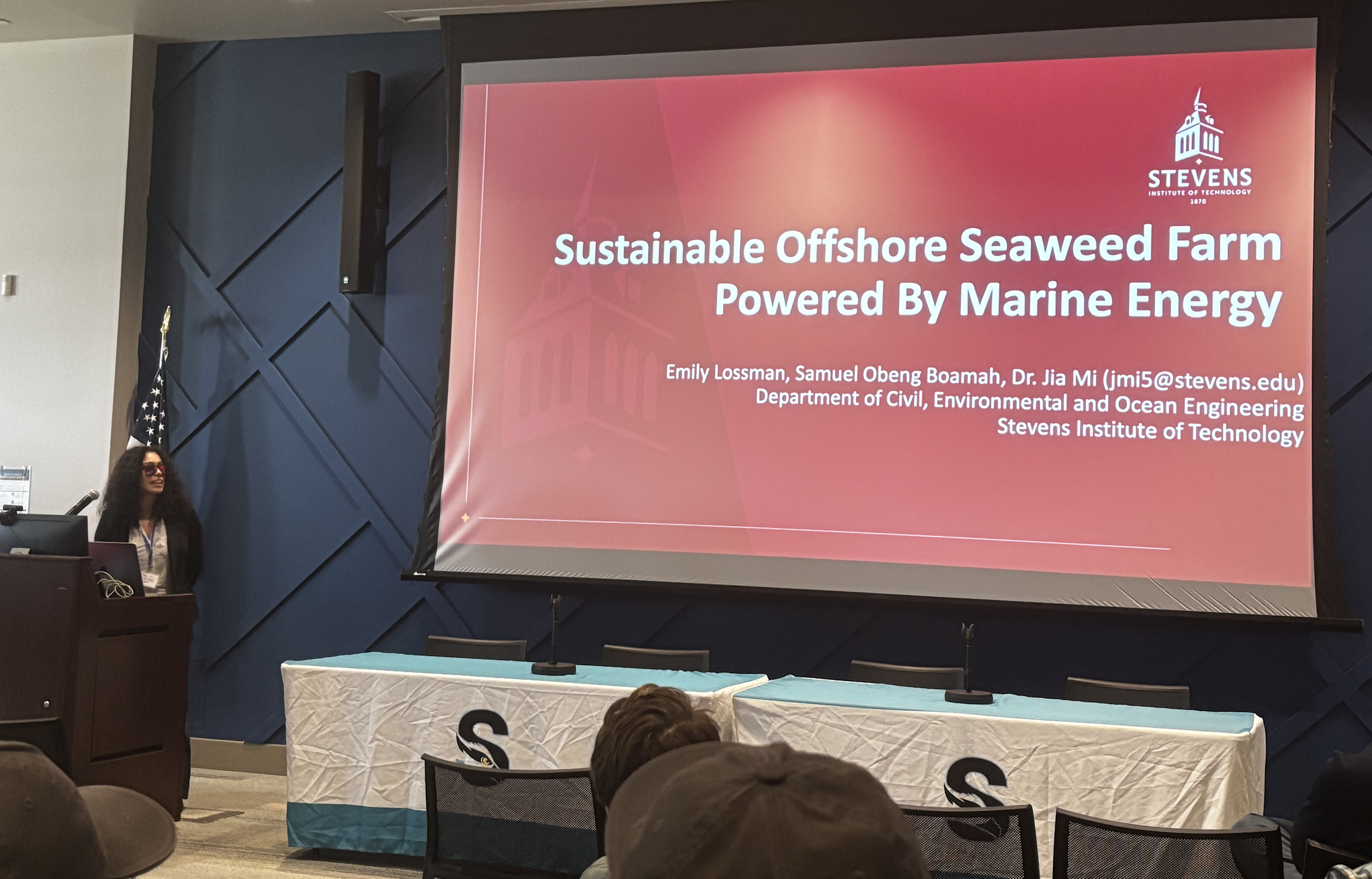 Lossman presenting at the Marine Technology Society New Jersey Student Section Third-Annual Research Symposium at Stockton University in November 2025.