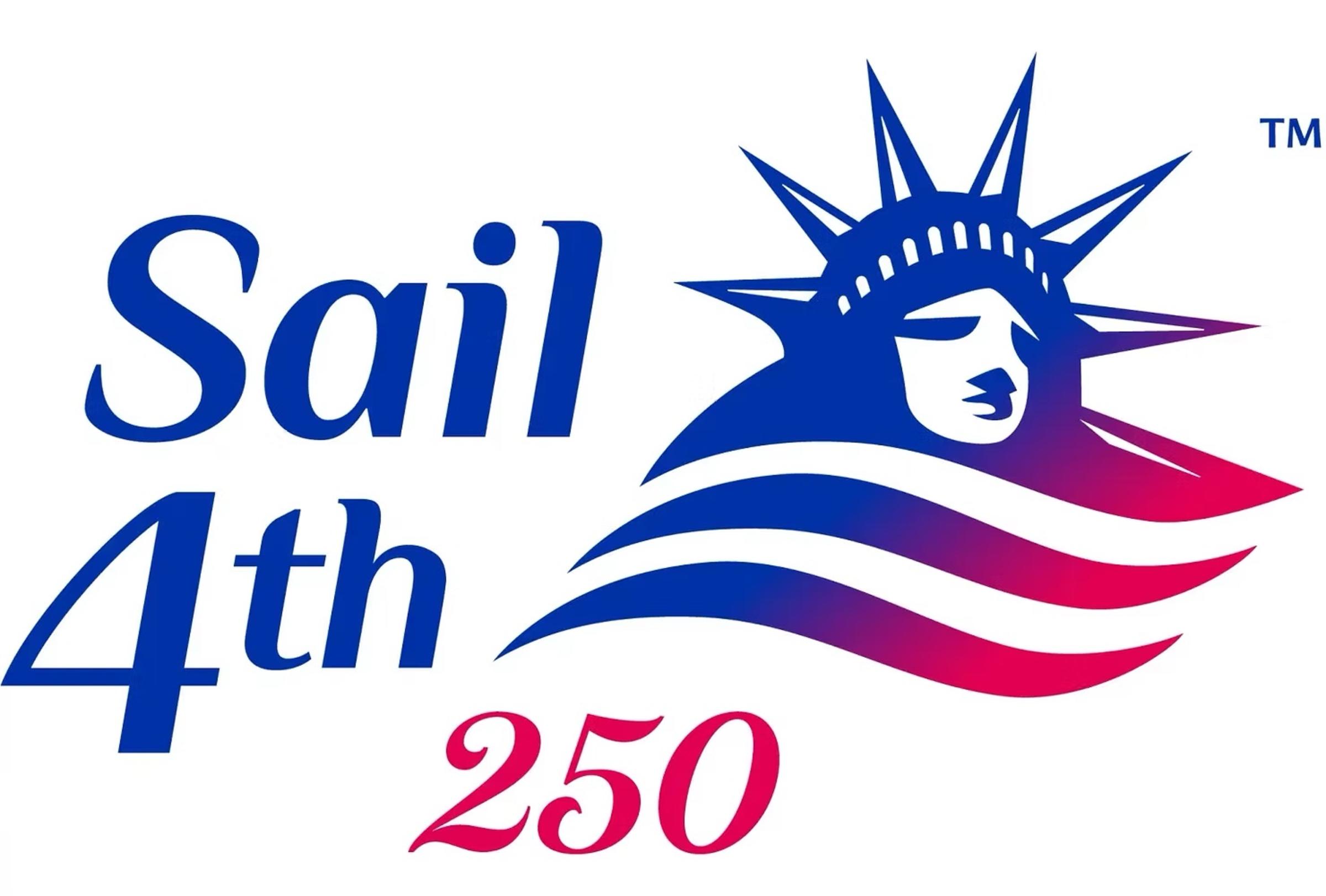 Sail 4th America 250 logo featuring face of Statue of Liberty