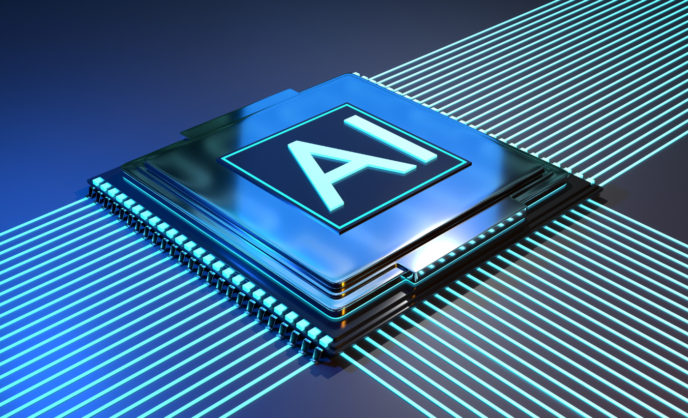 A computer chip with "AI" written on it