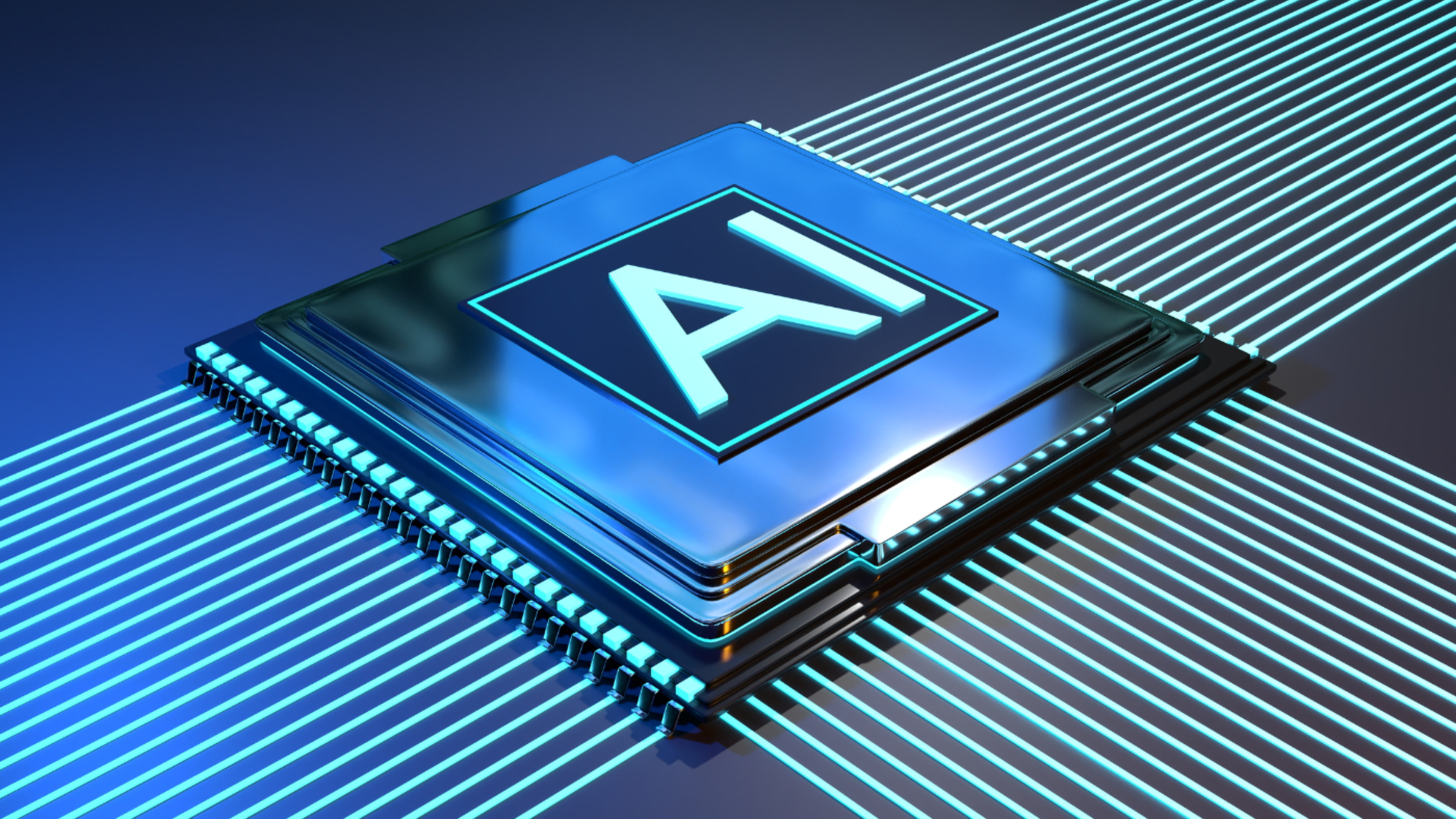 A computer chip with "AI" written on it