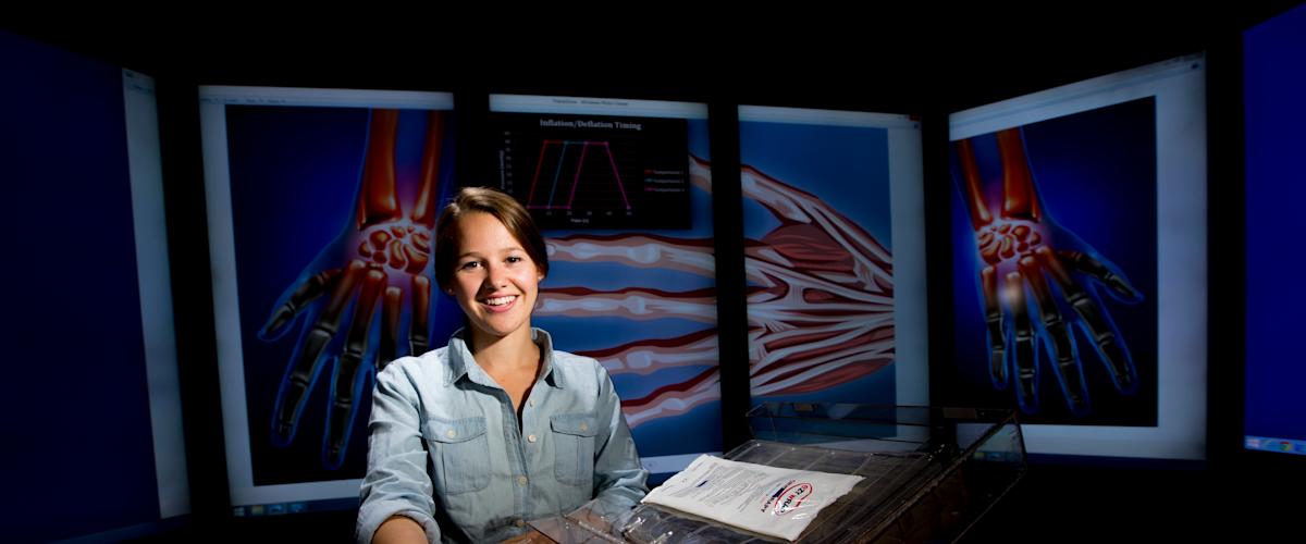 A student in a biomedical engineering lab