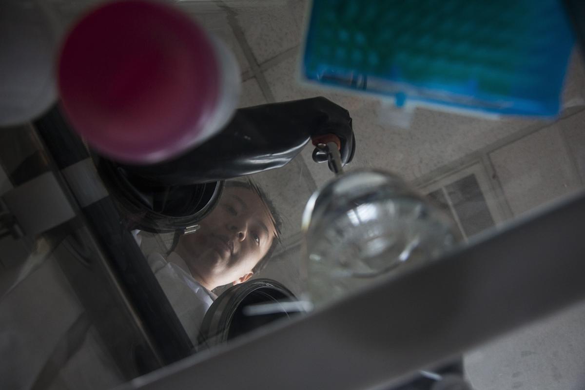 a chemistry student in a lab