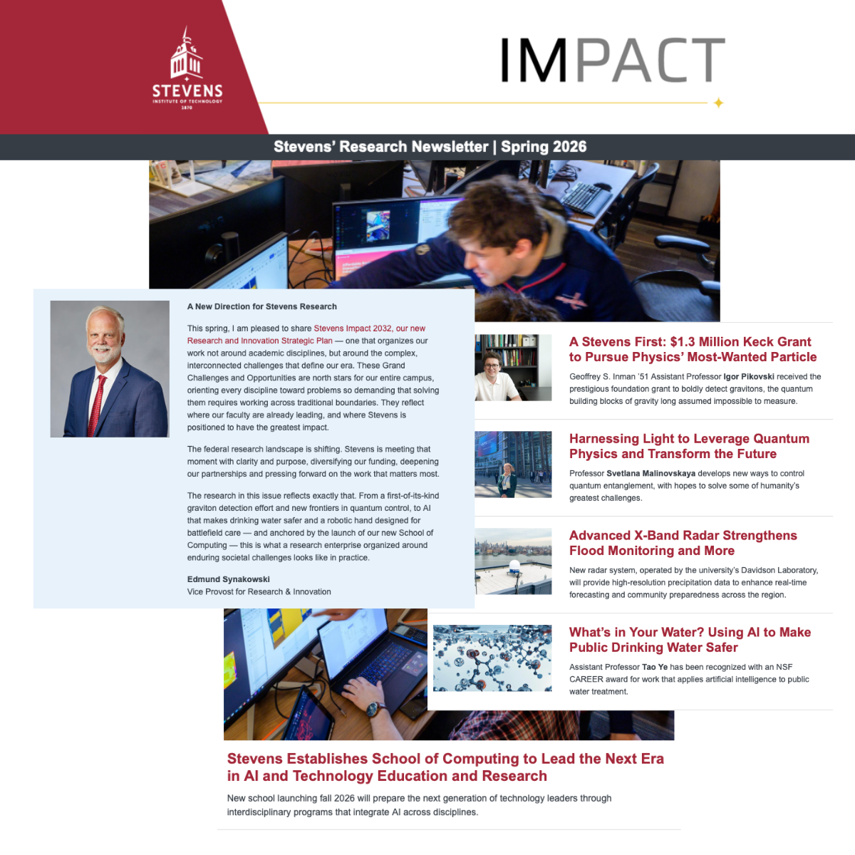 Covers of various issues of IMPACT research newsletter