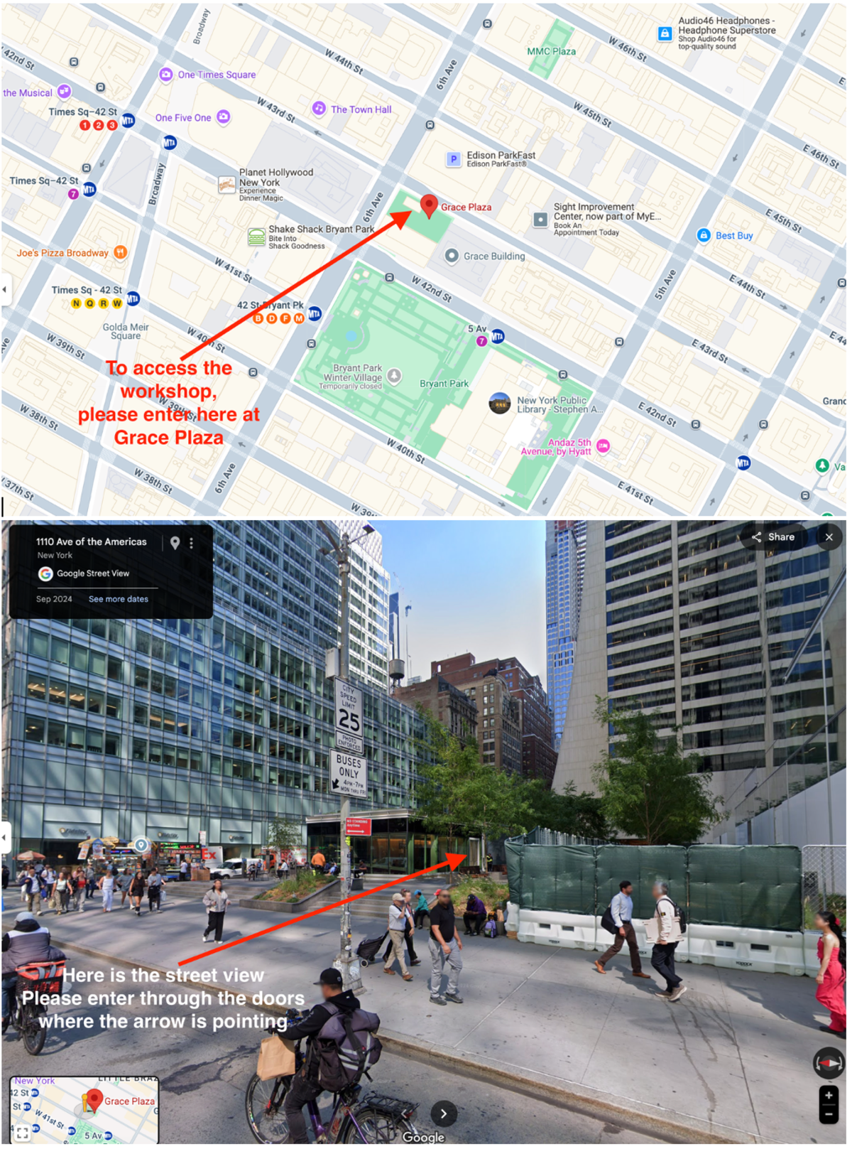 Map of Bank of America HQ, New York