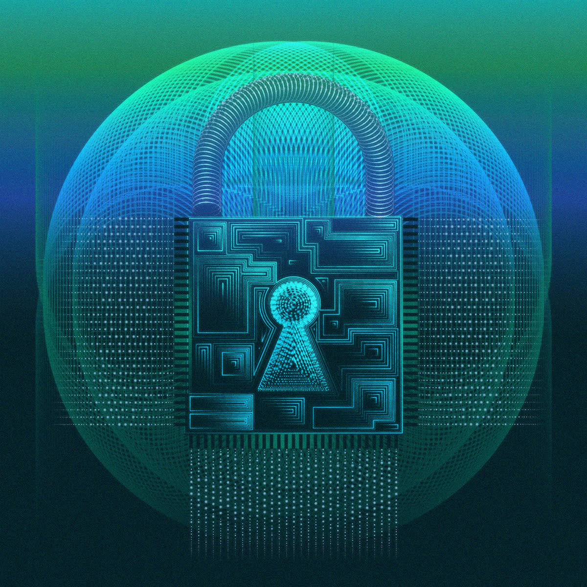 Illustration of a lock with key hole.
