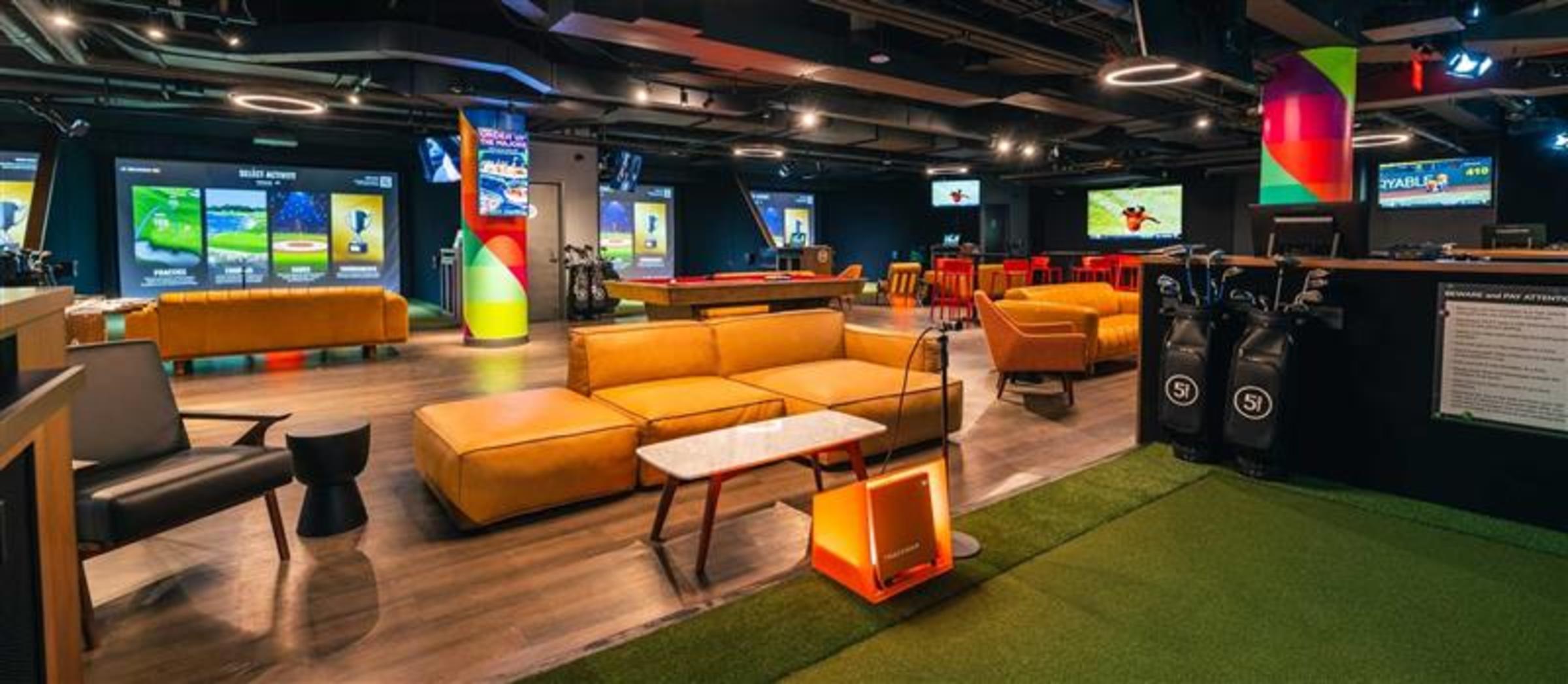 Interior of Five Iron Golf in New York City