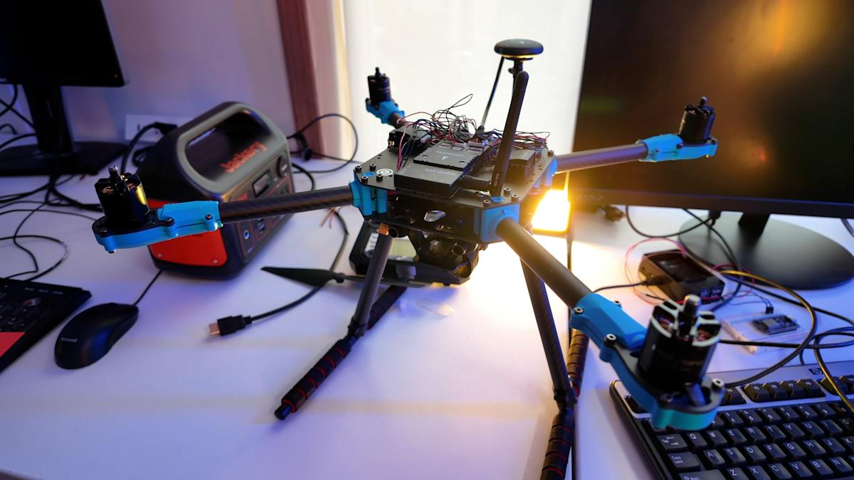 A photo of a UAV research platform used in Associate Professor Ying Wang’s DARPA-funded project to develop energy-aware machine learning systems.