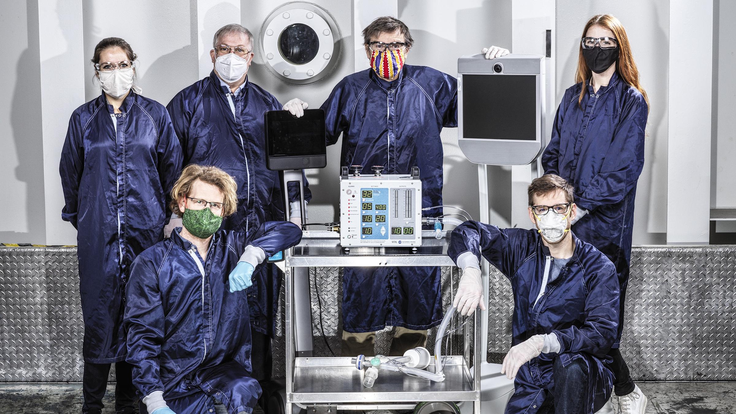 Group photo of Mary Michelle Easter '15 with her team at JPL and the VITAL ventilator.