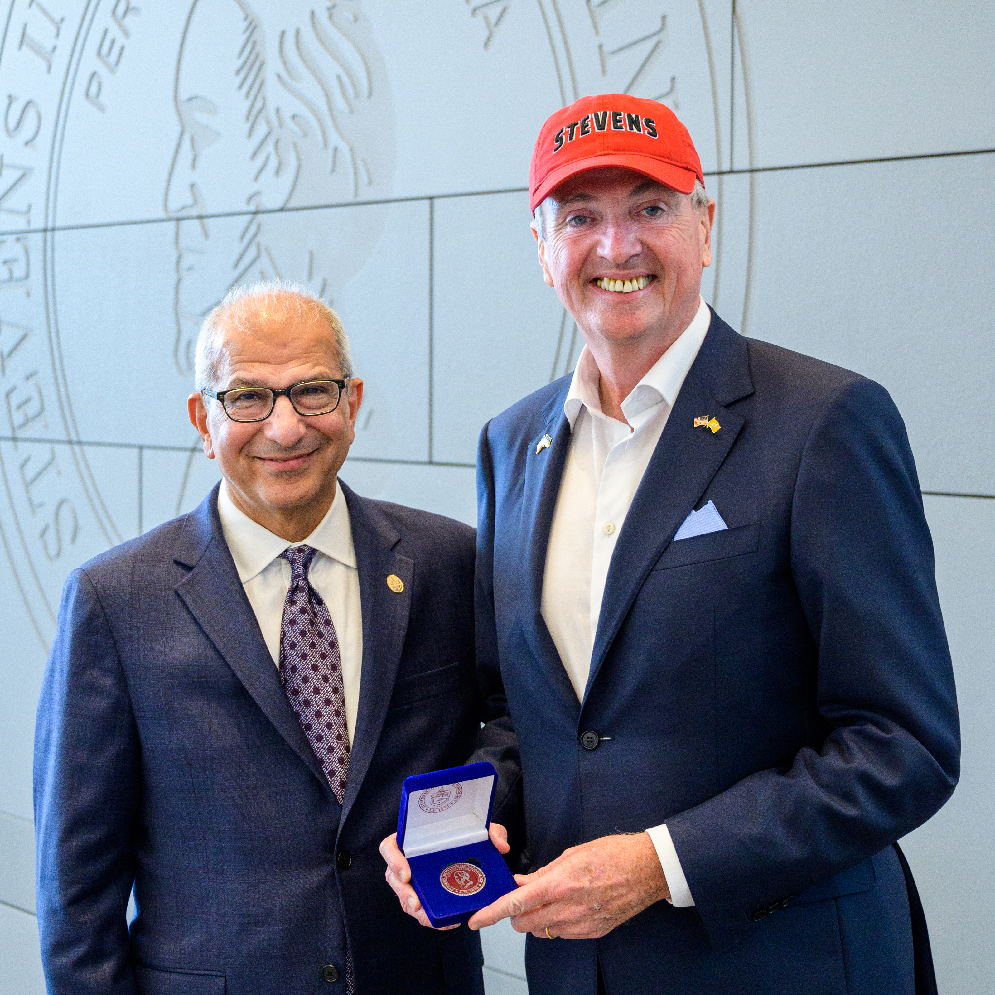 Governor Murphy, seen with Stevens President Farvardin, visited campus last summer.
