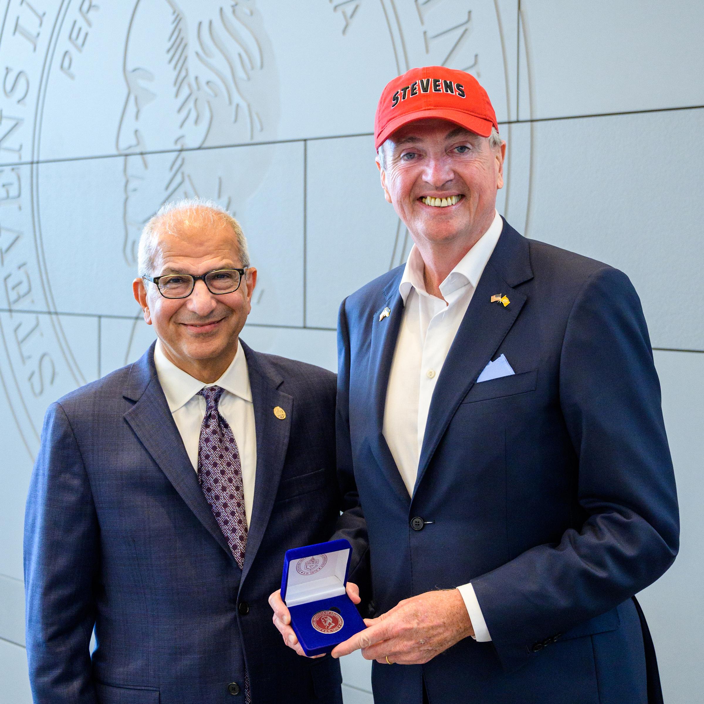 Governor Murphy, seen with Stevens President Farvardin, visited campus last summer.
