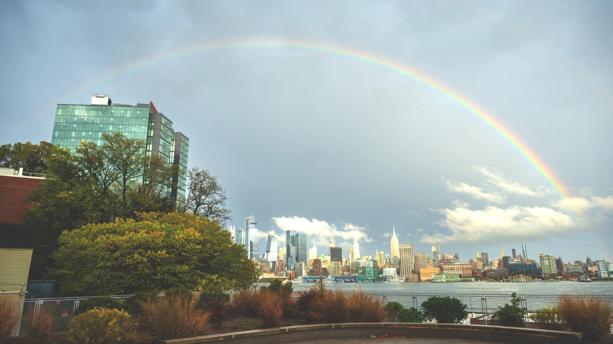 Rainbow over Towers and NYC Skyline