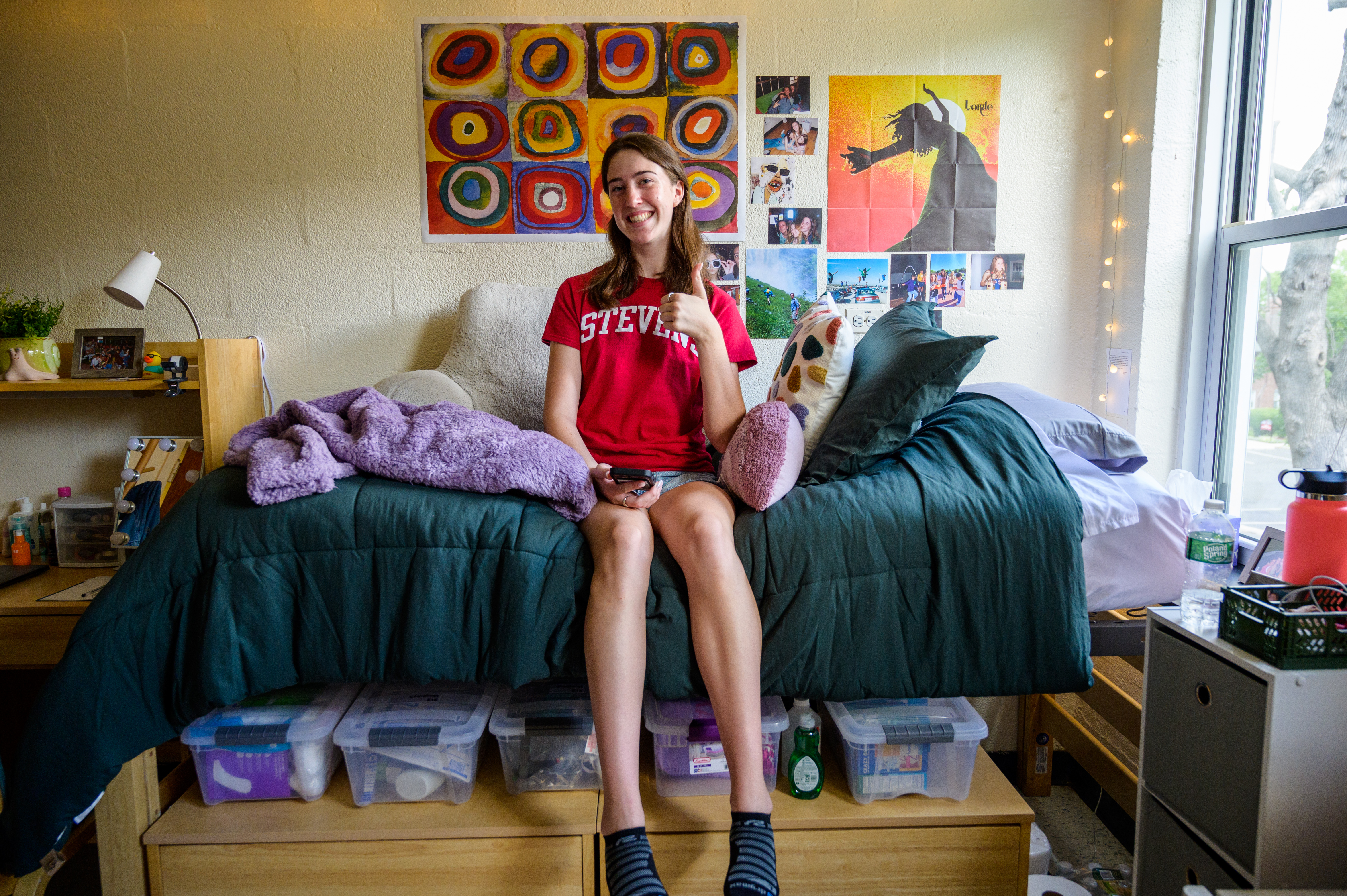 Stevens student in dorm room