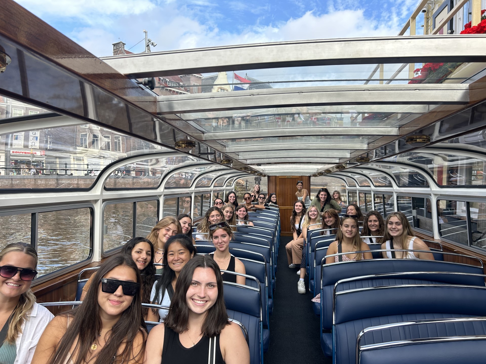 Stevens field hockey team takes a boat tour in Europe during their 2023 trip