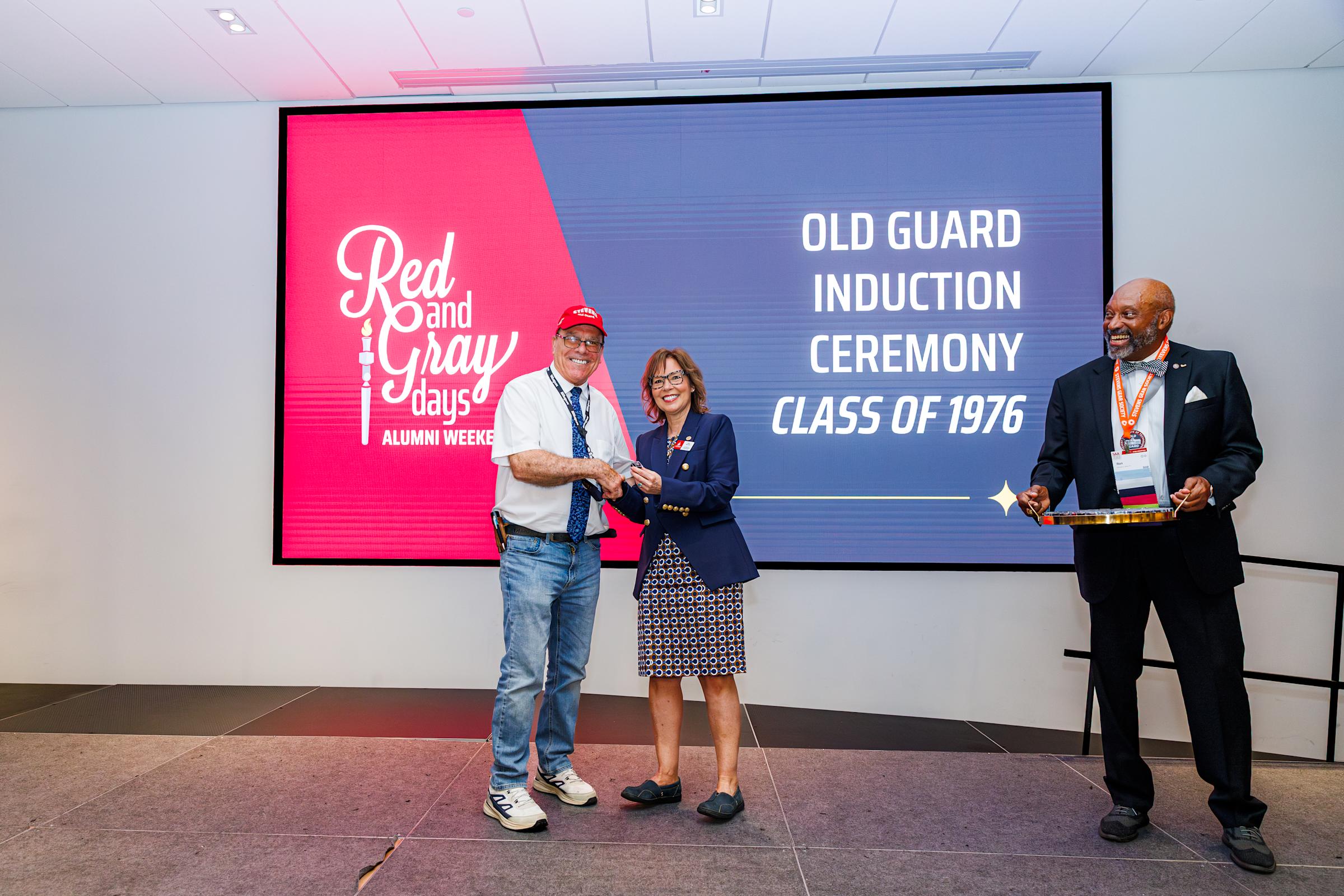 Member of the Class of 1976 being inducted into the Old Guard