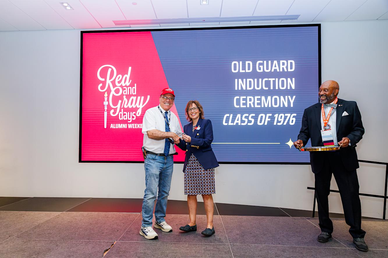 Member of the Class of 1976 being inducted into the Old Guard