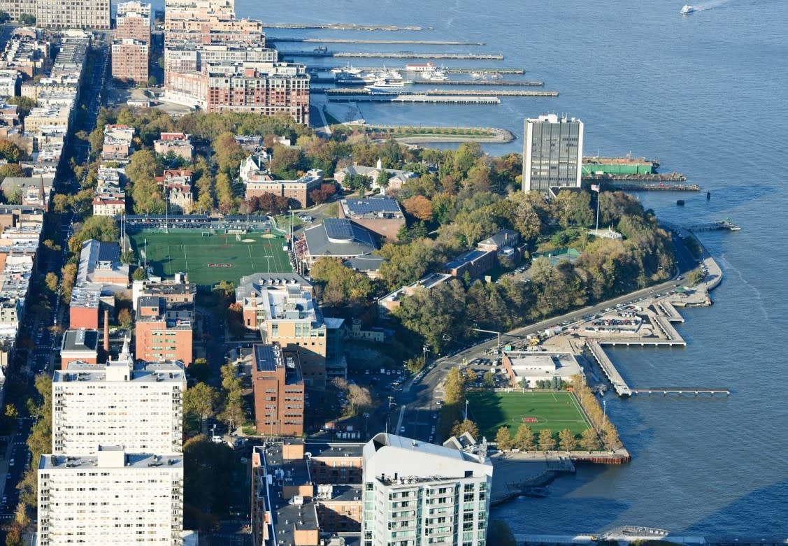 A photo from the sky capturing all of Stevens' campus
